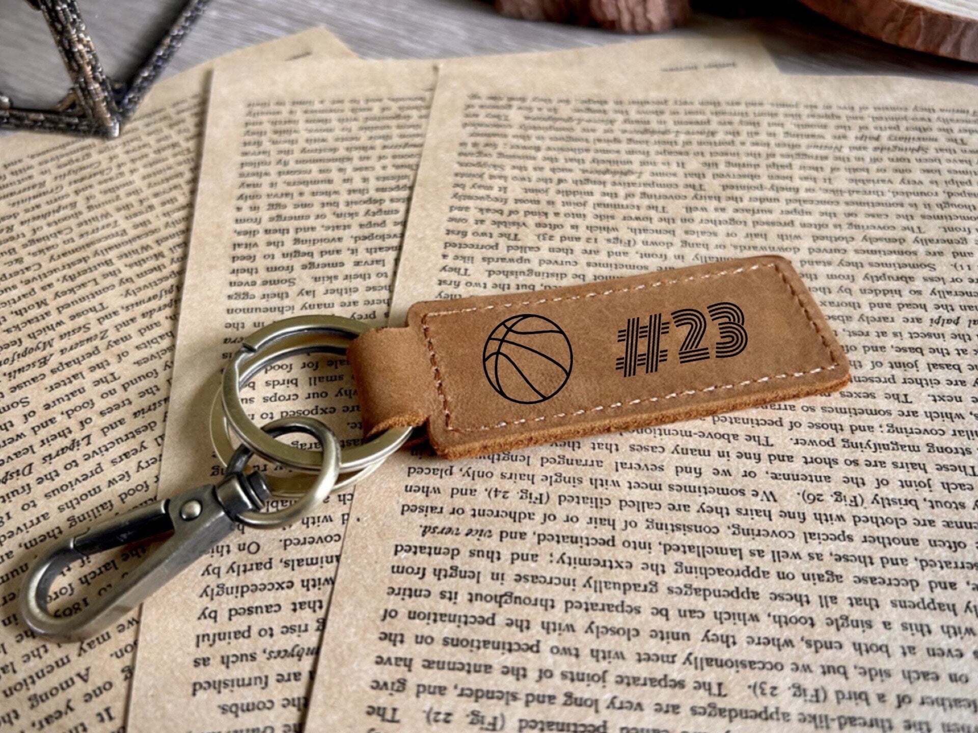 Basketball Leather Keychain