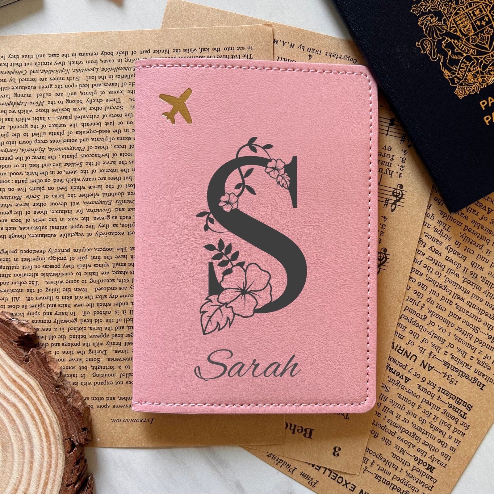 Floral Monogram Passport Cover