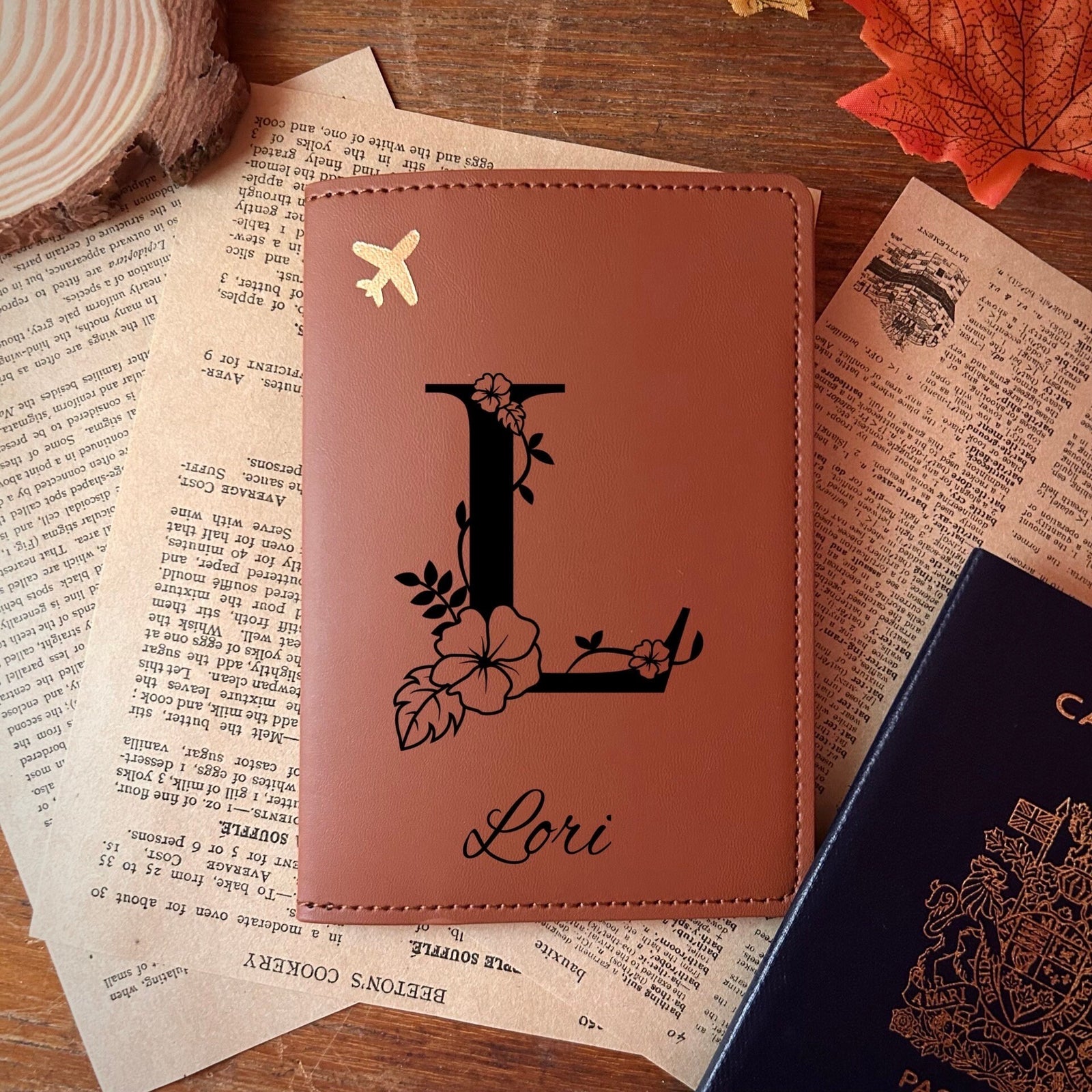 Floral Monogram Passport Cover