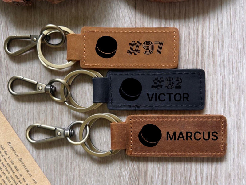 Hockey Leather Keychain