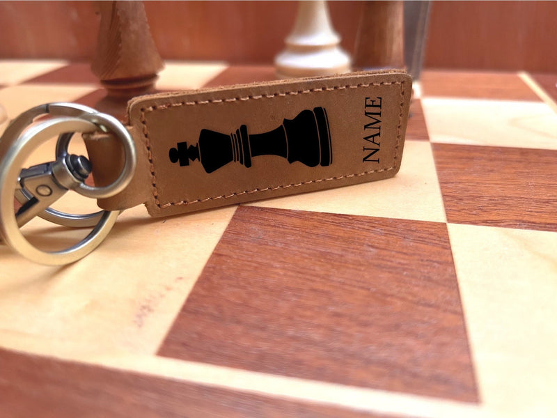 Chess Genuine Leather Keychain