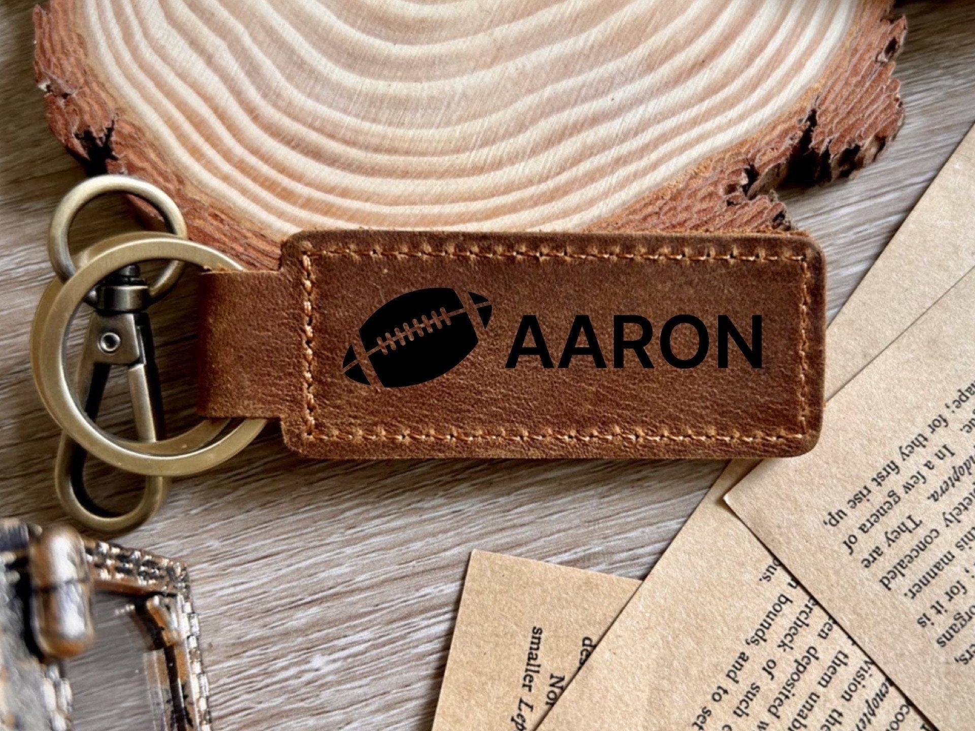 Football Leather Keychain