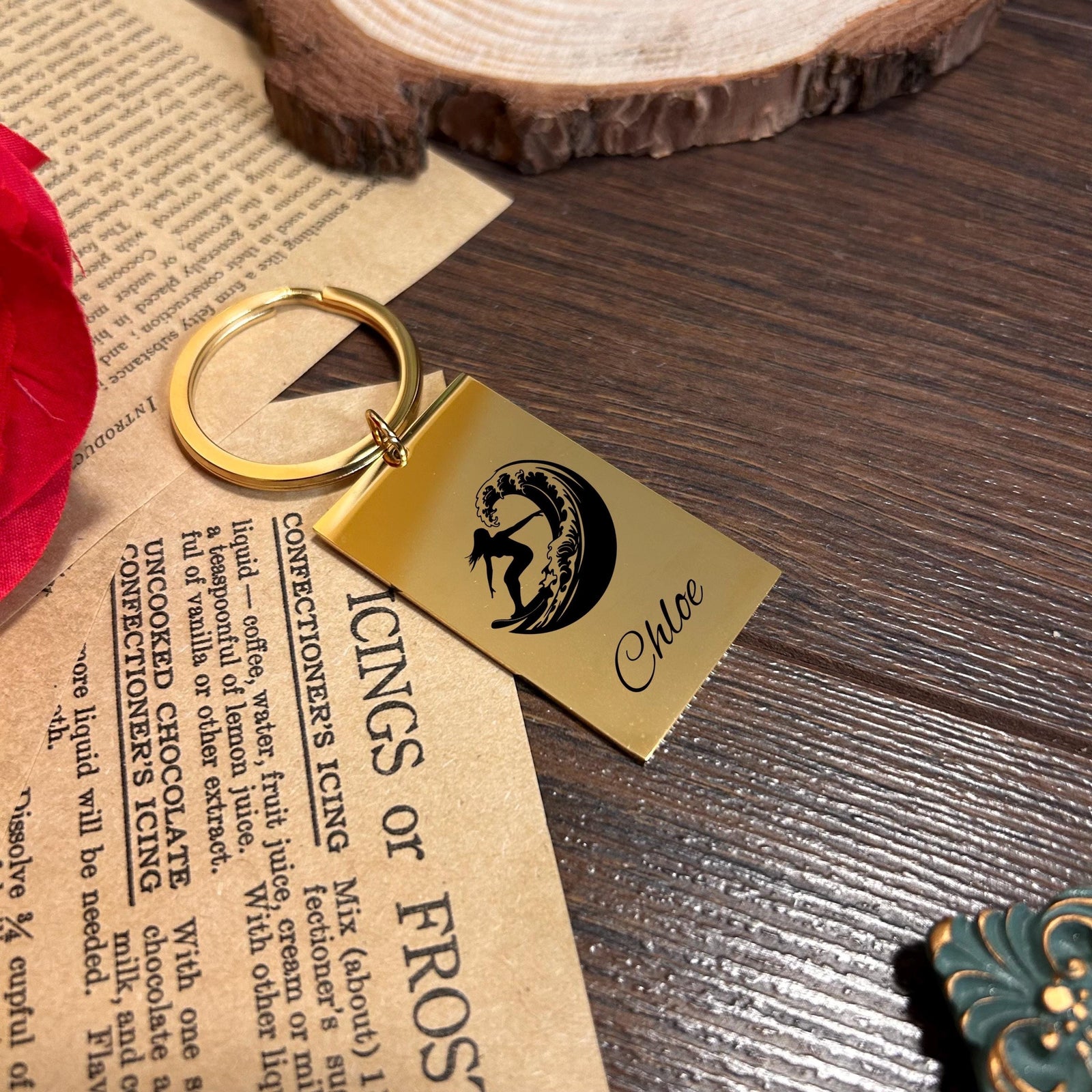 Surf Keychain Stainless Steel