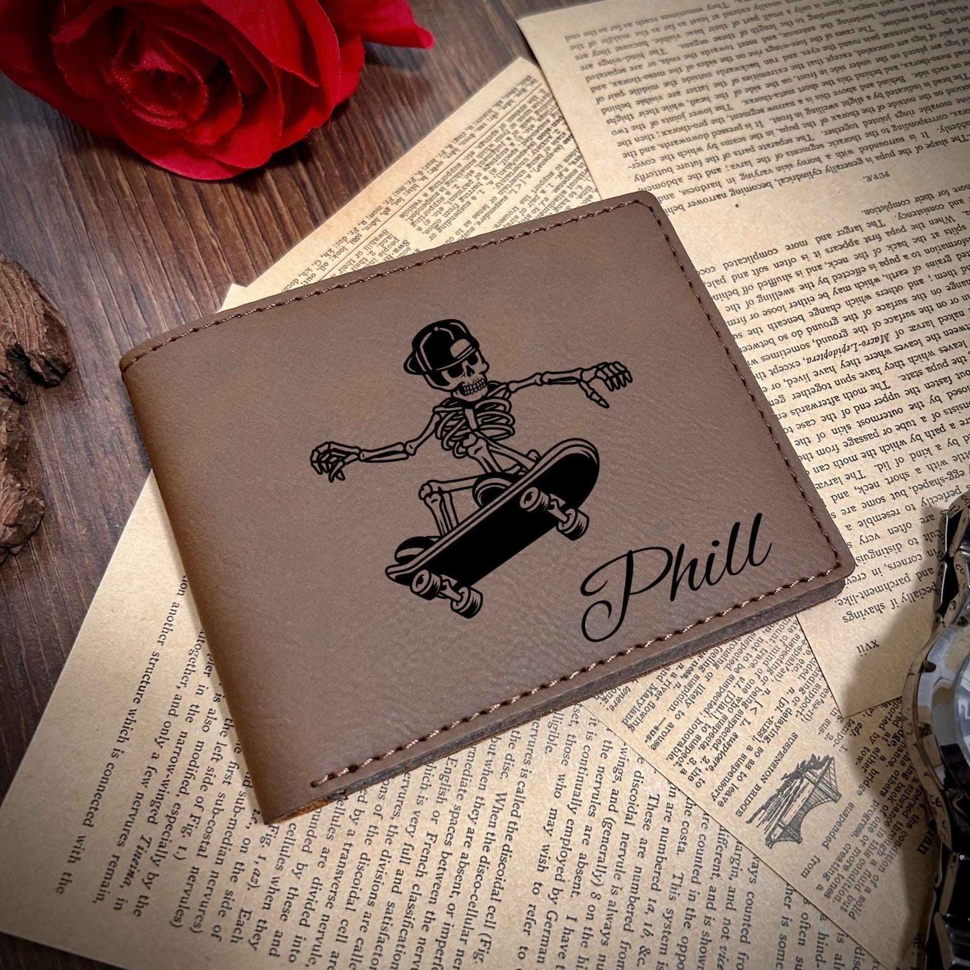 Skateboard Leather Wallet