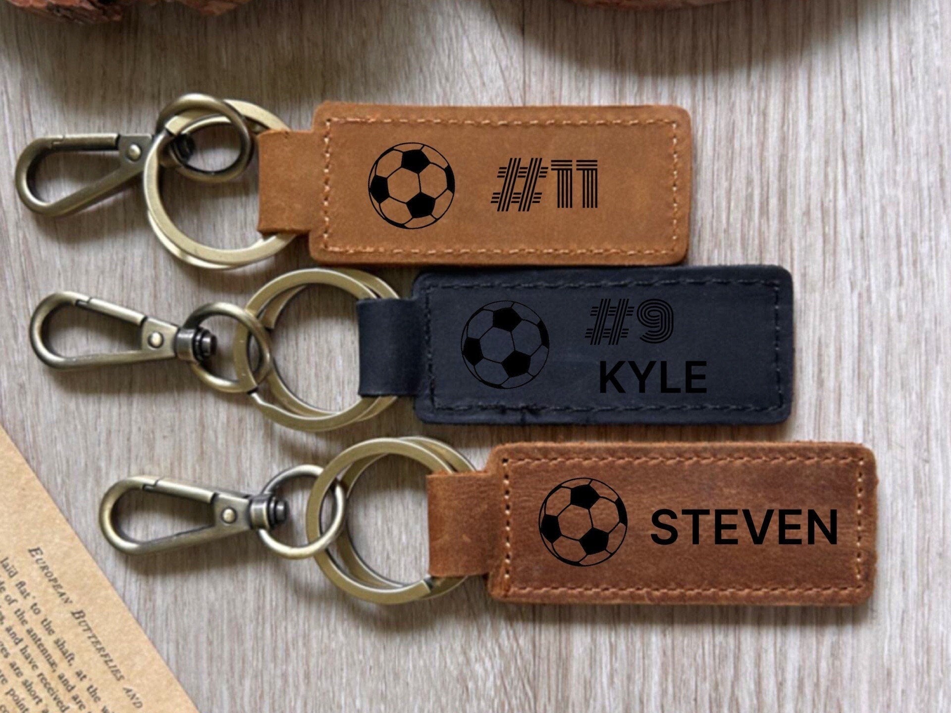 Soccer Leather Keychain