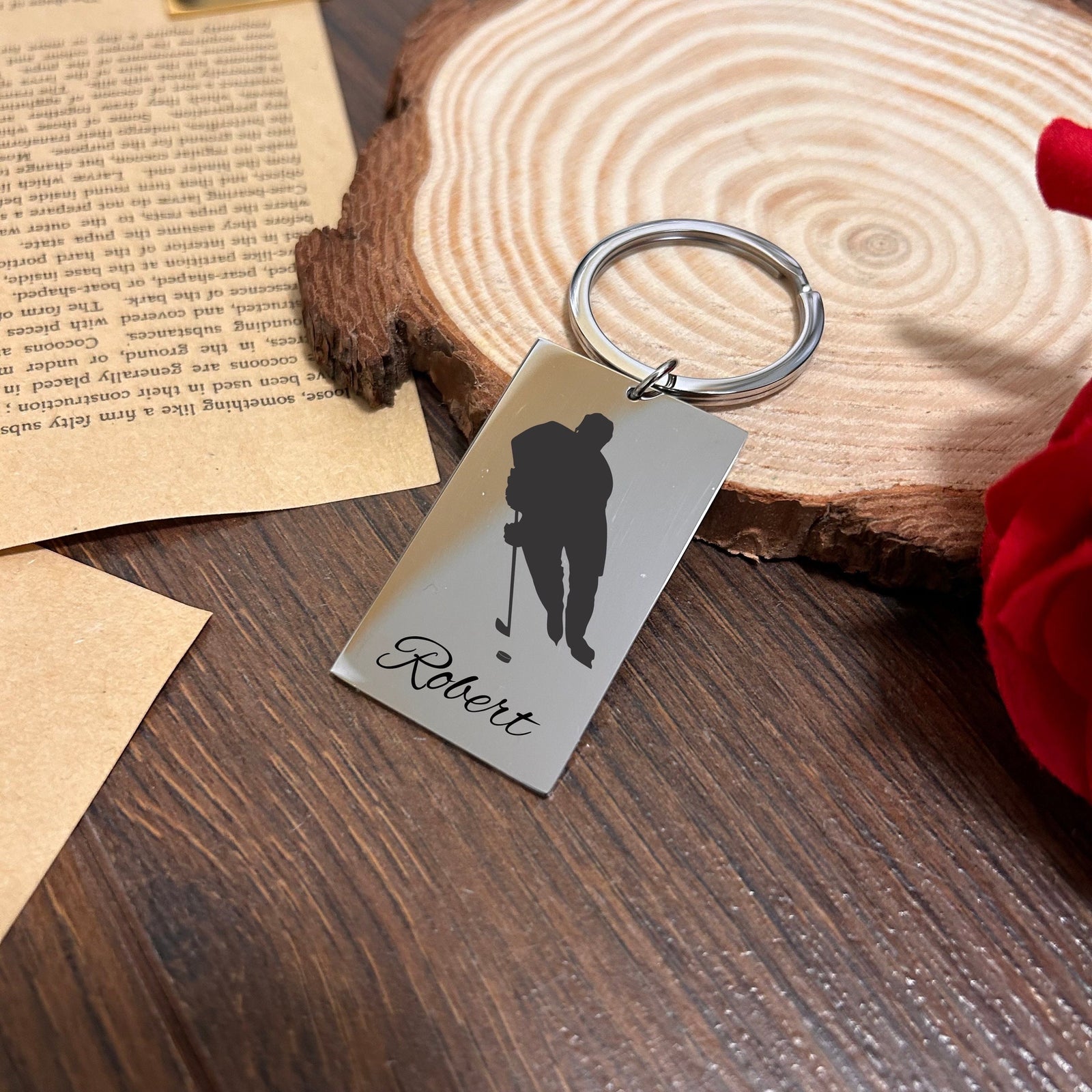 Hockey Keychain Stainless Steel