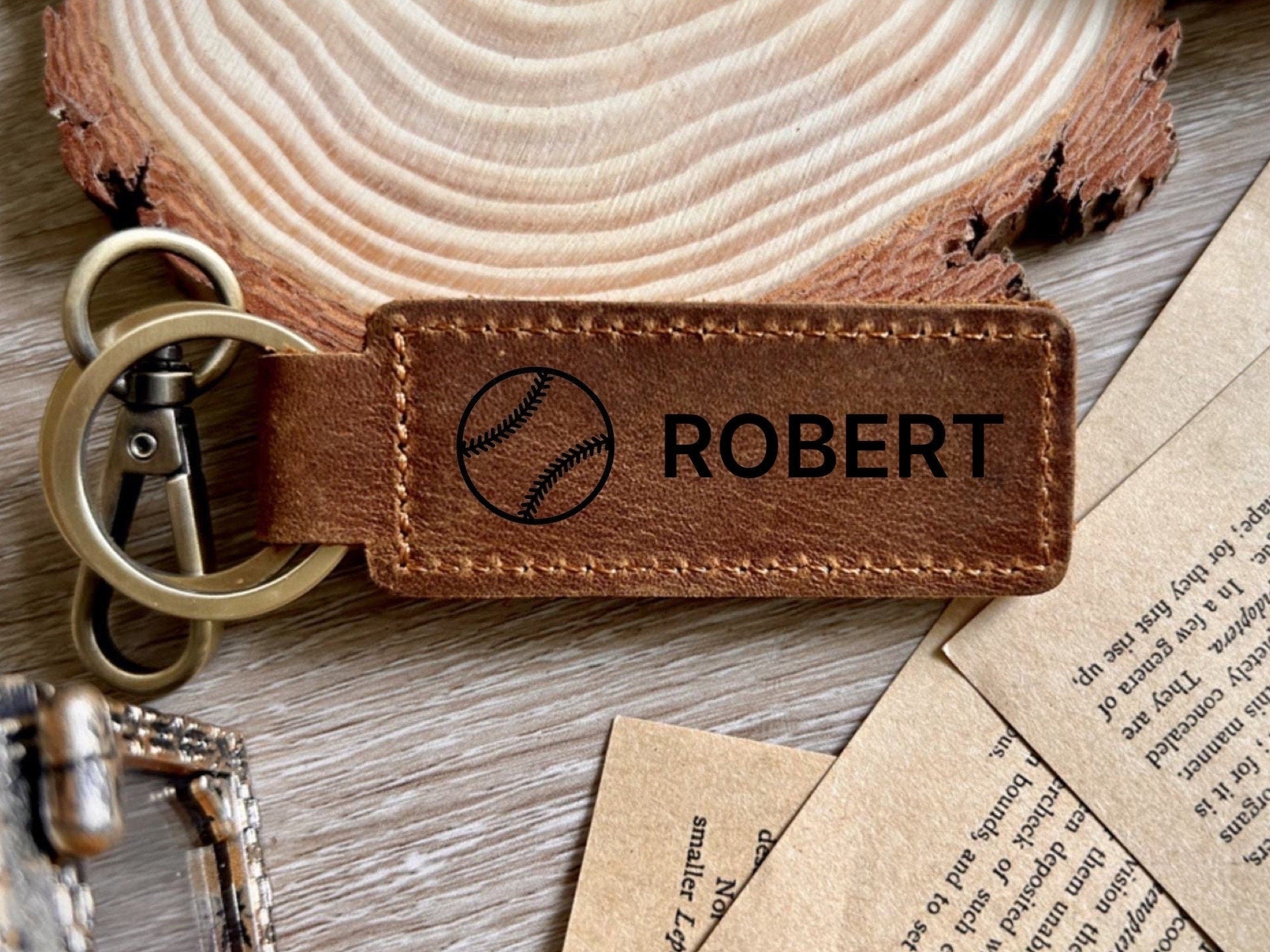 Baseball Leather Keychain
