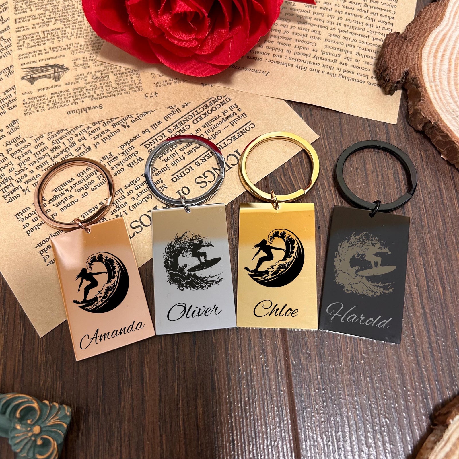 Surf Keychain Stainless Steel