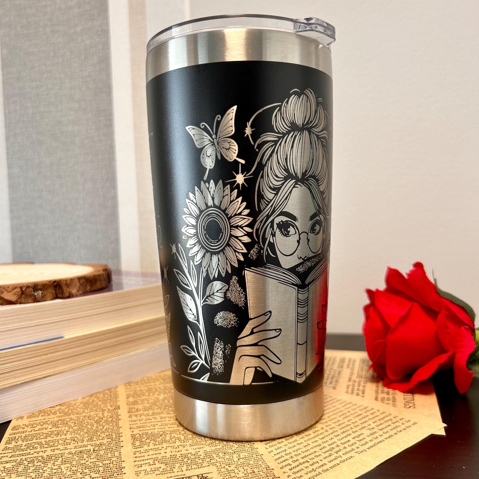 20oz Book Lover 360 Engraved Tumbler Stainless Steel