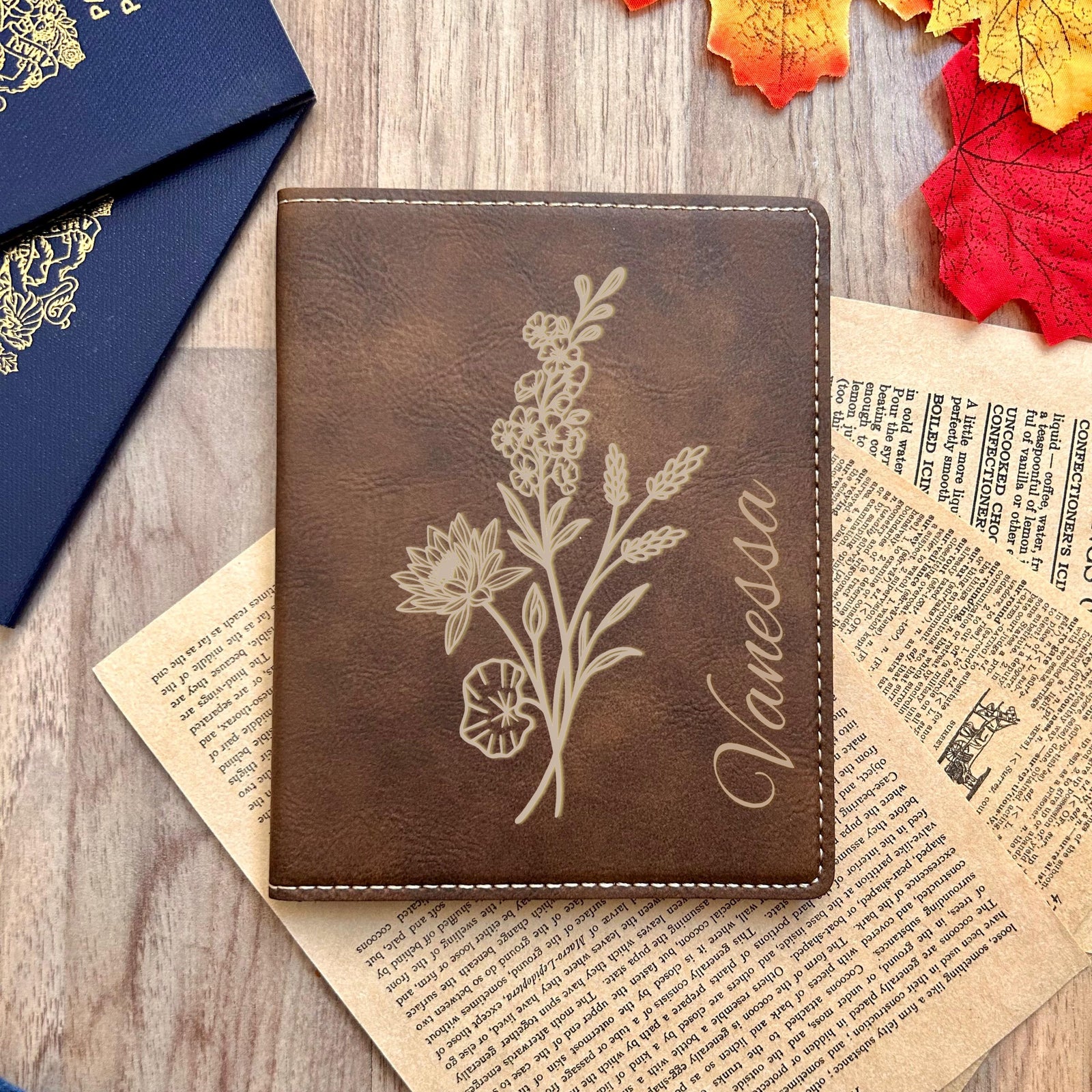 Gold Floral Passport Cover