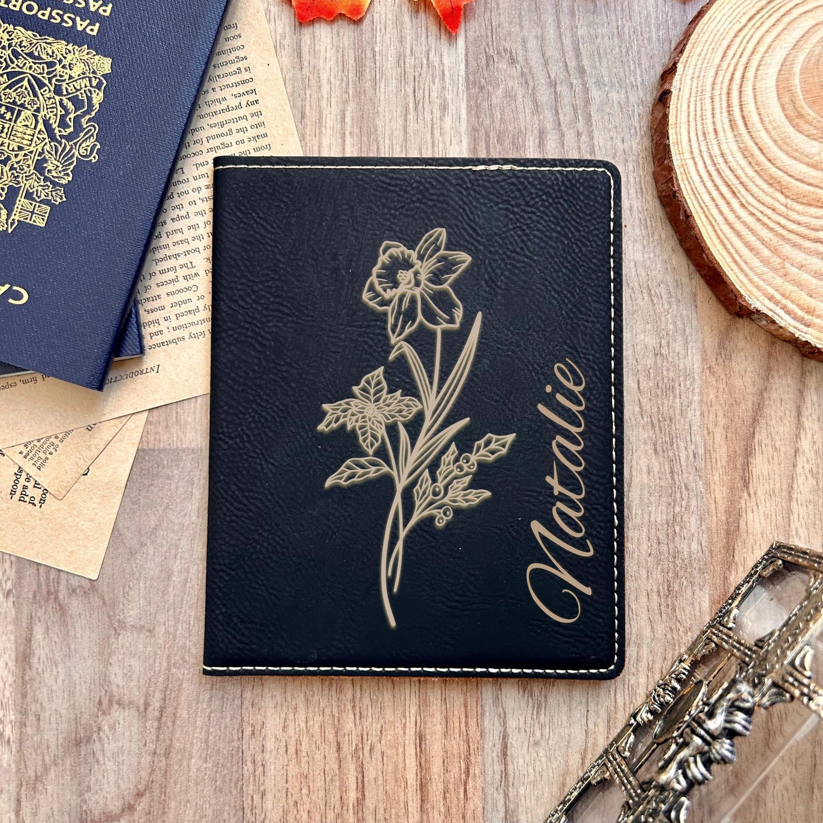 Gold Floral Passport Cover