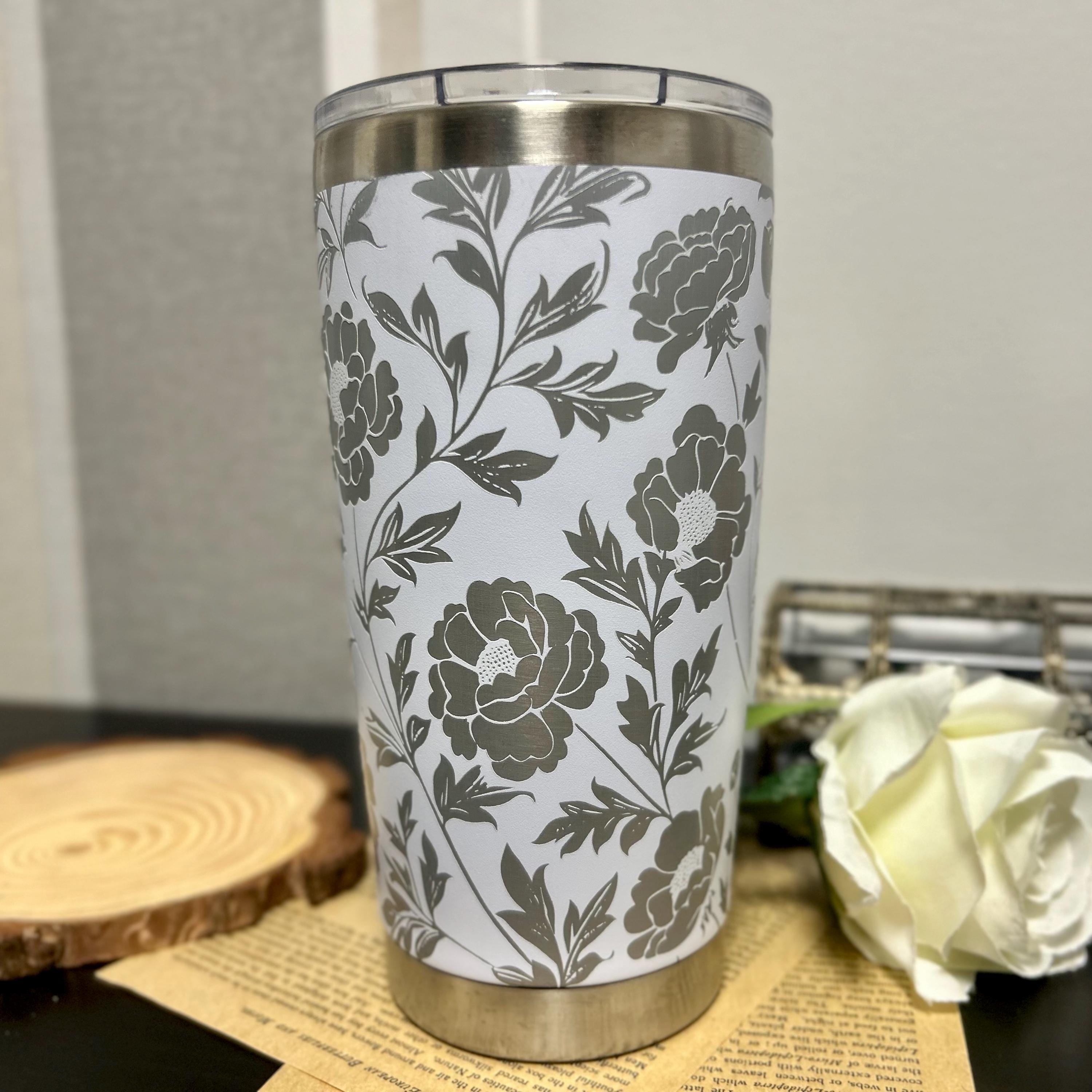 Floral 20oz Tumbler Fully Engraved