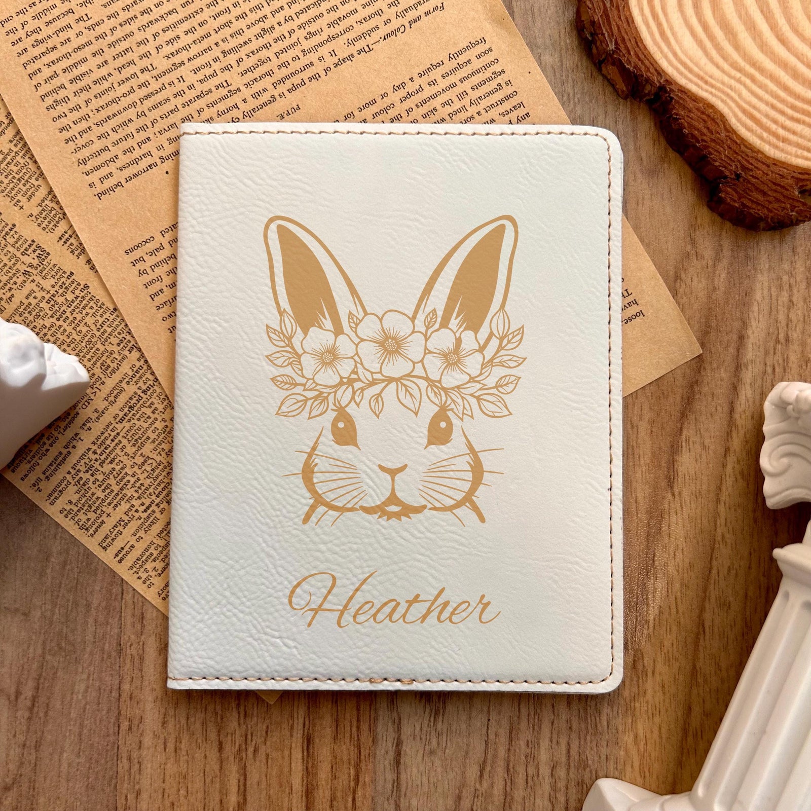 Gold Bunny Passport Cover