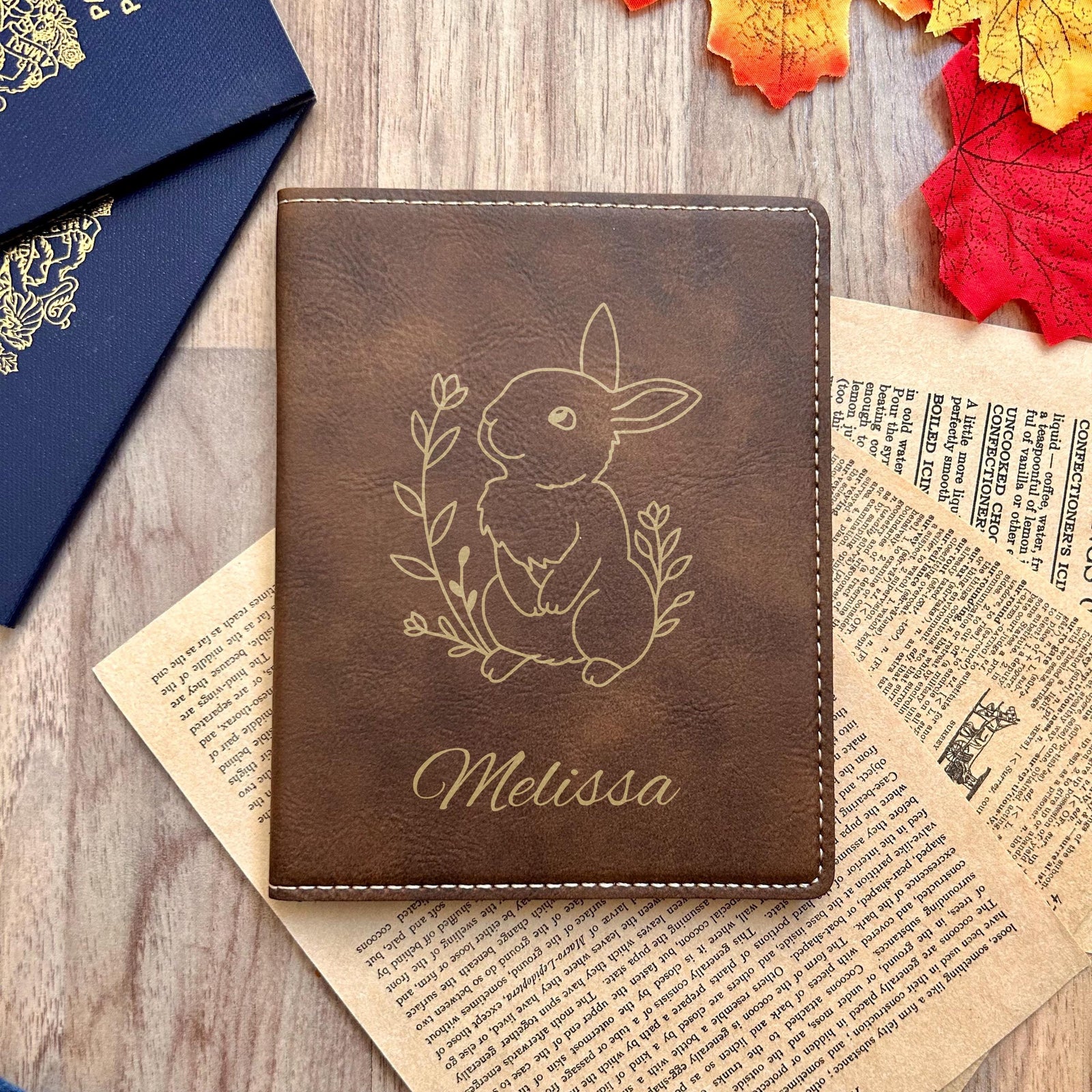 Gold Bunny Passport Cover