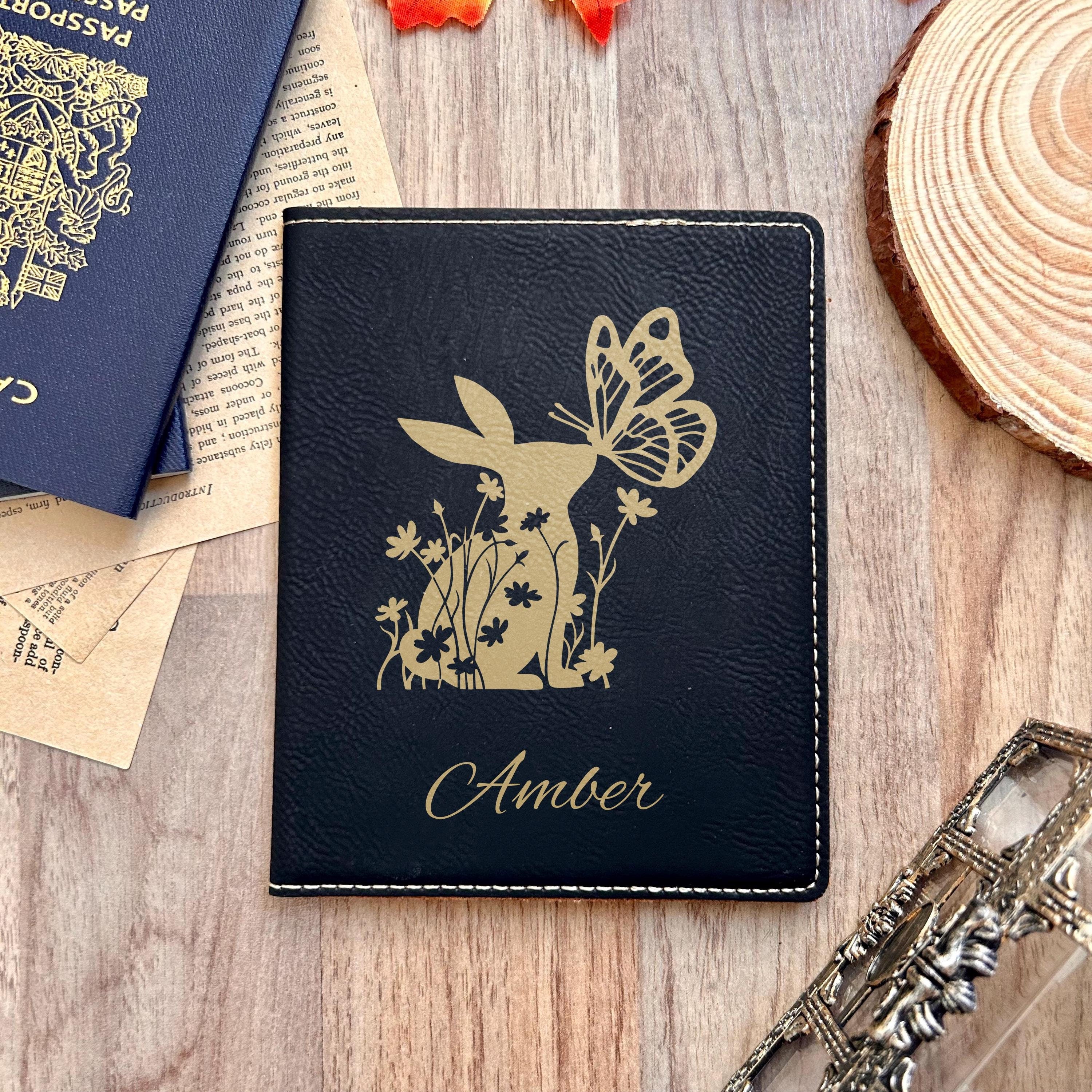 Gold Bunny Passport Cover
