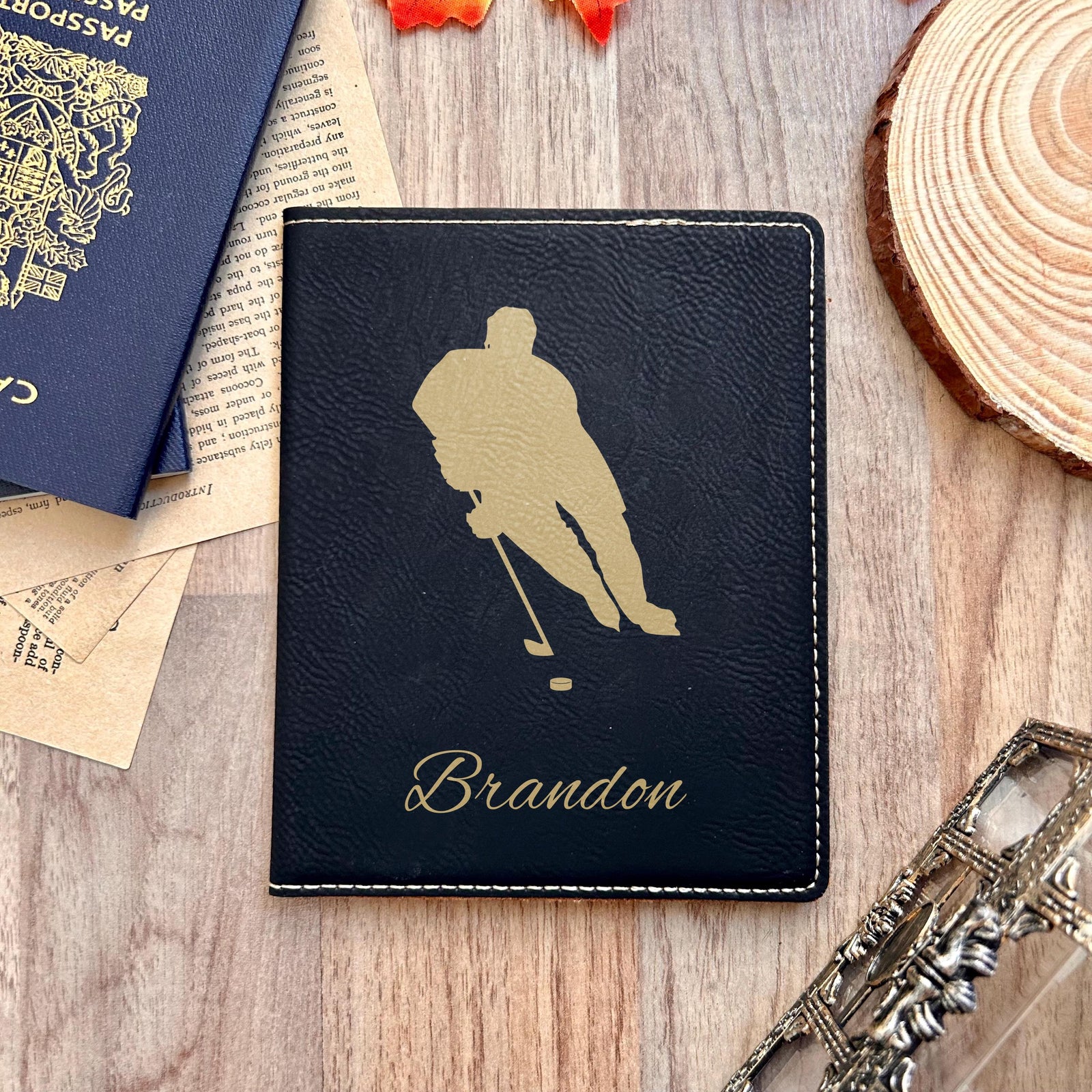 Gold Hockey Passport Cover
