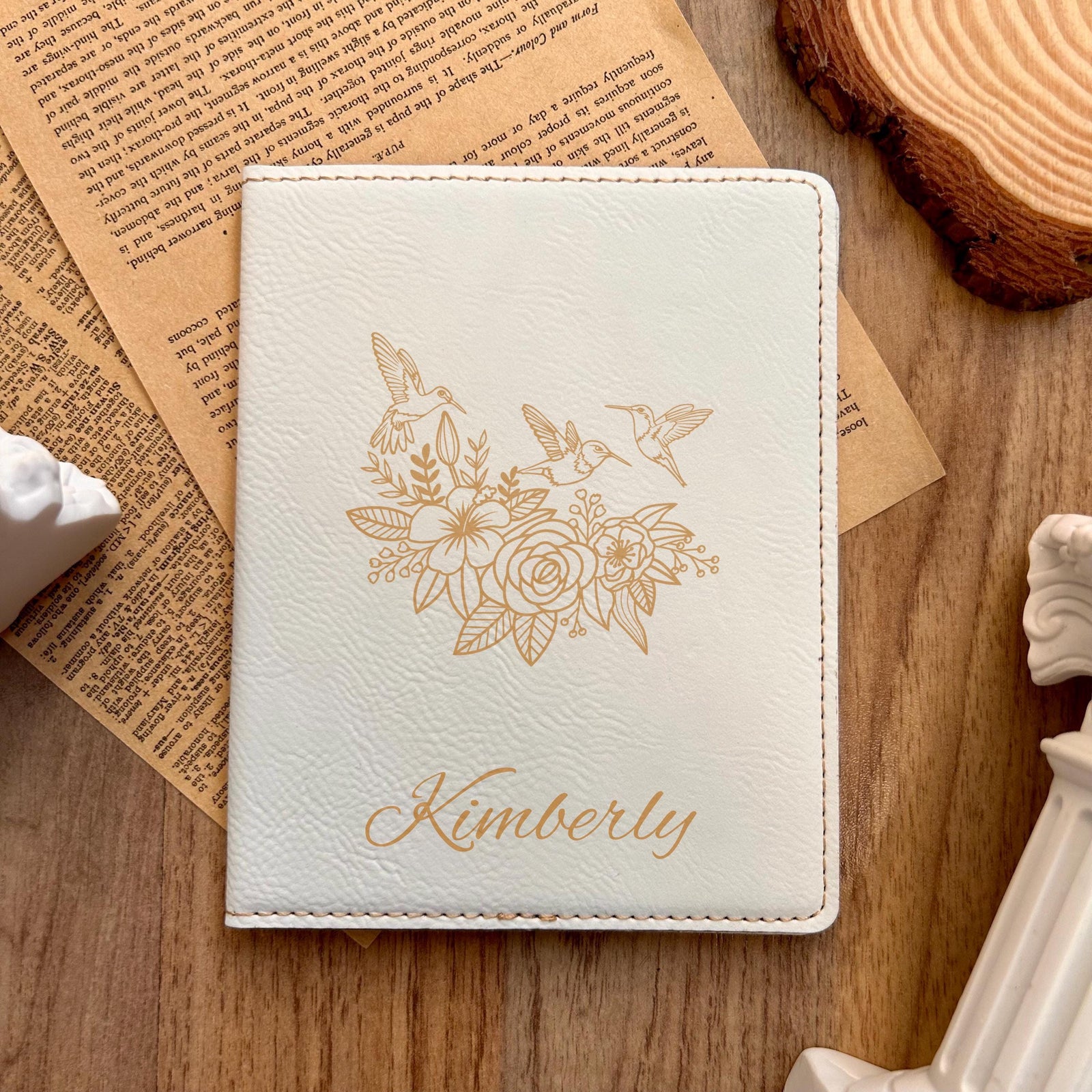 Gold Humming Bird Passport Cover