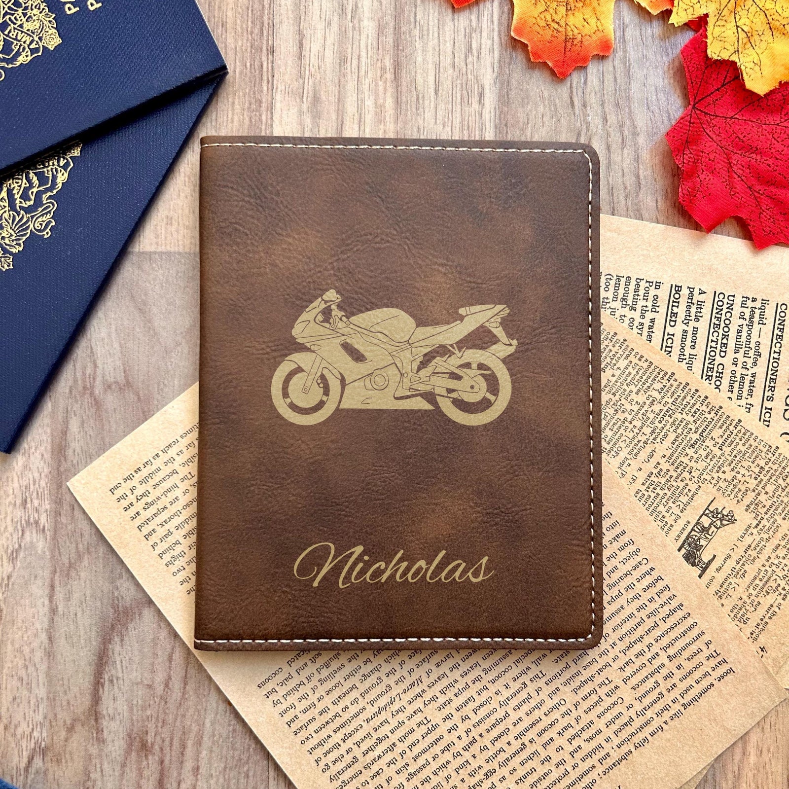 Gold Motorcycle Passport Cover