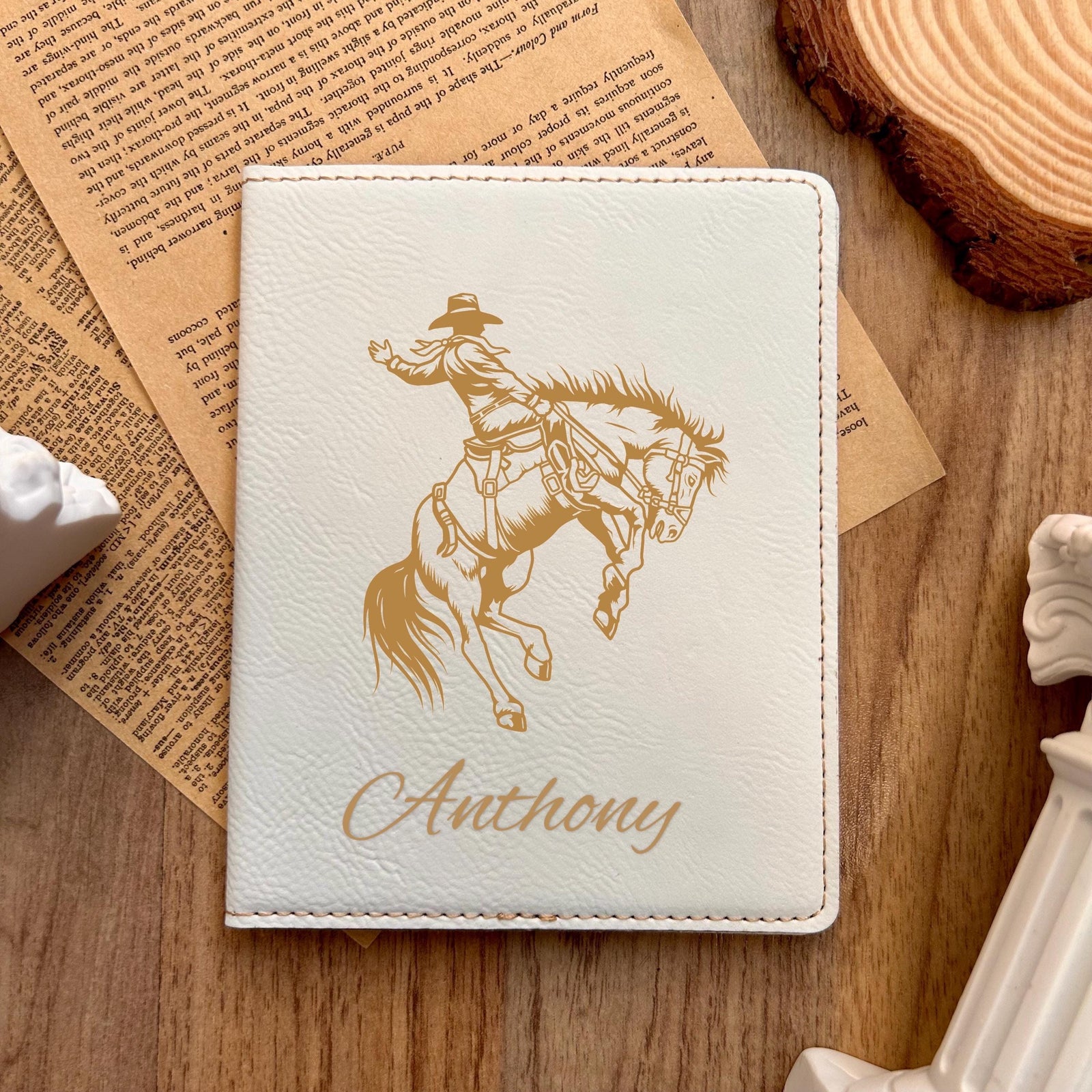 Gold Cowboy Passport Cover