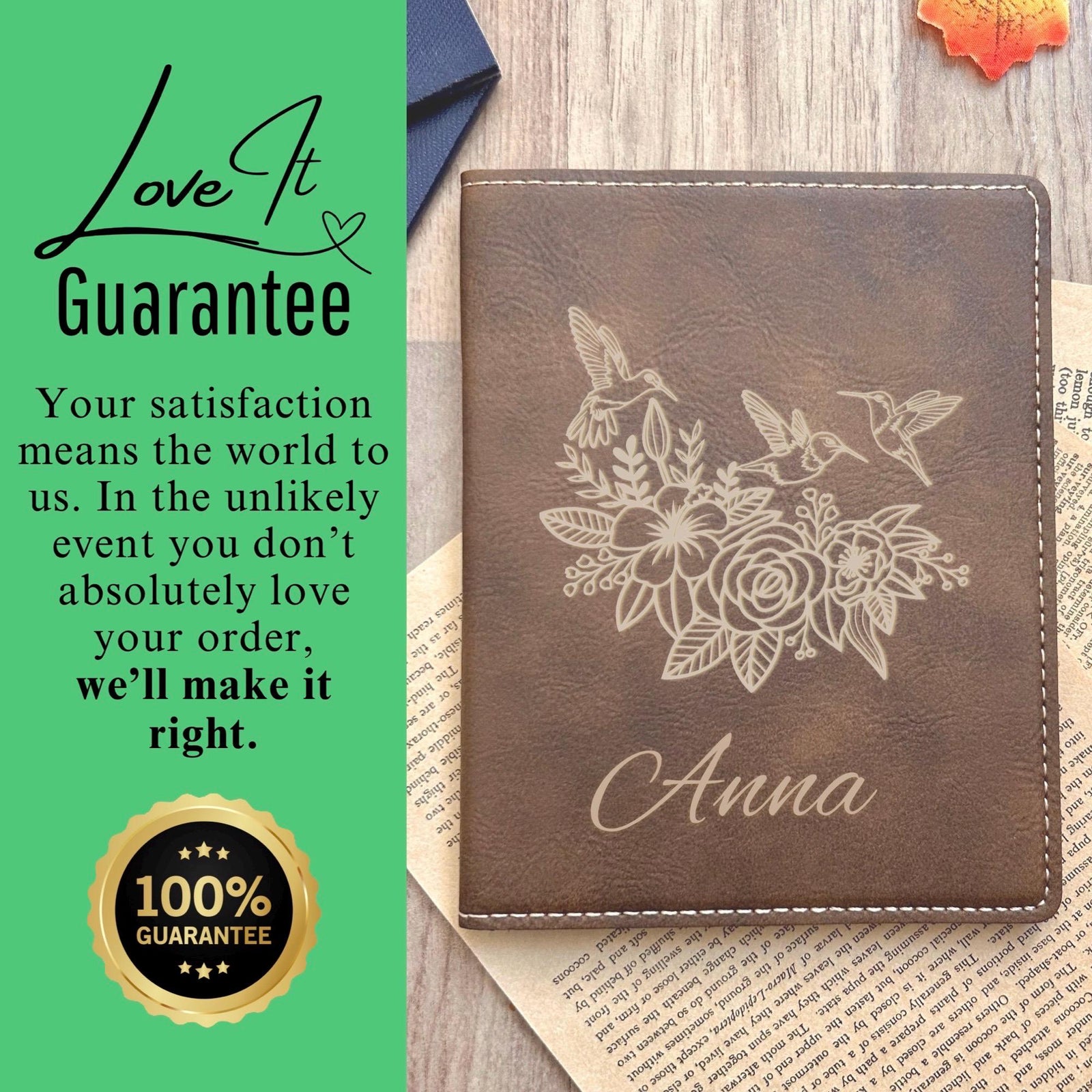 Gold Humming Bird Passport Cover