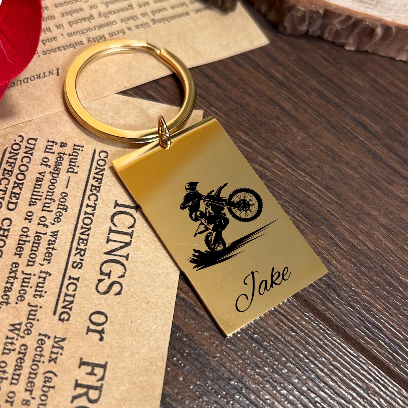 Dirt Biker Keychain Stainless Steel