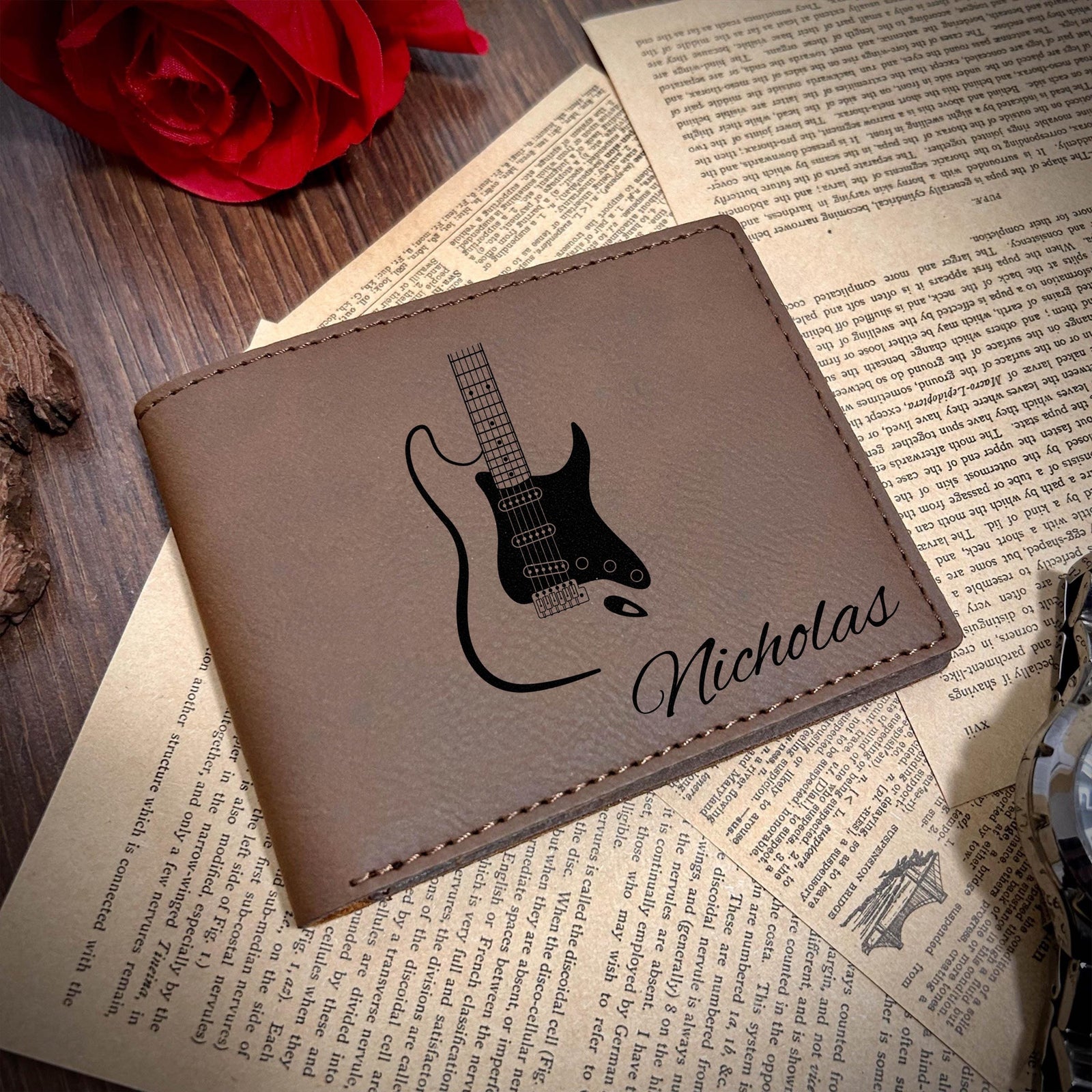 Electric Guitar Leather Wallet – Design #13