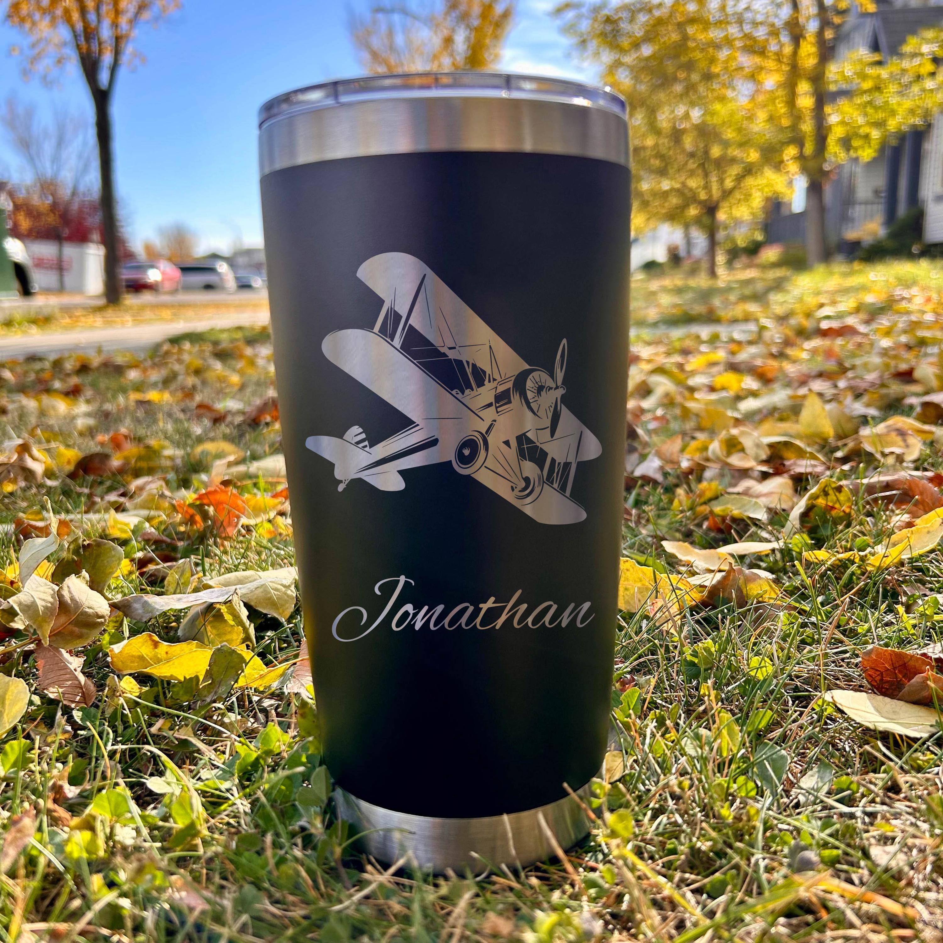 Antique Airplane 20oz Engraved Tumbler