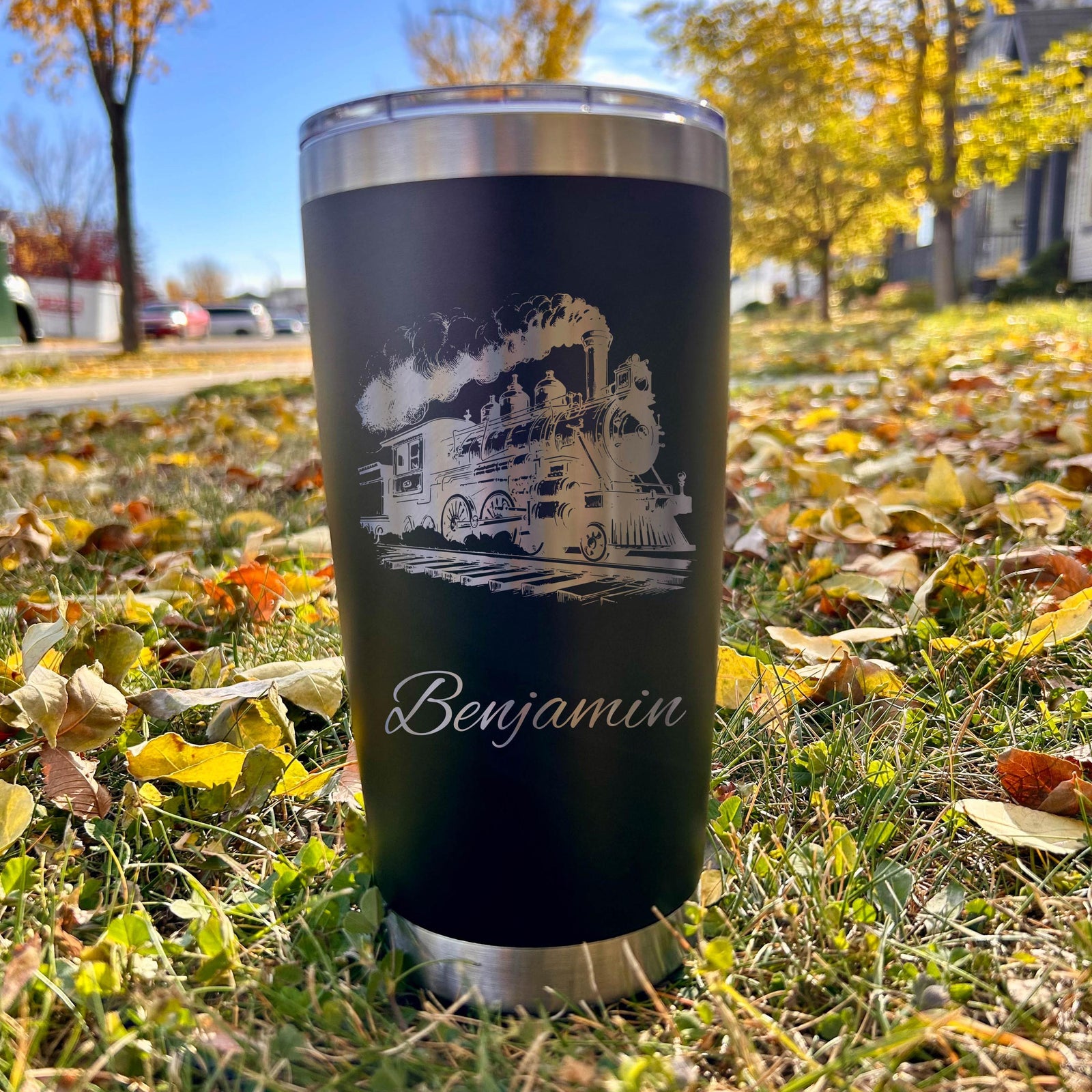 Steam Engine Train 20oz Engraved Tumbler