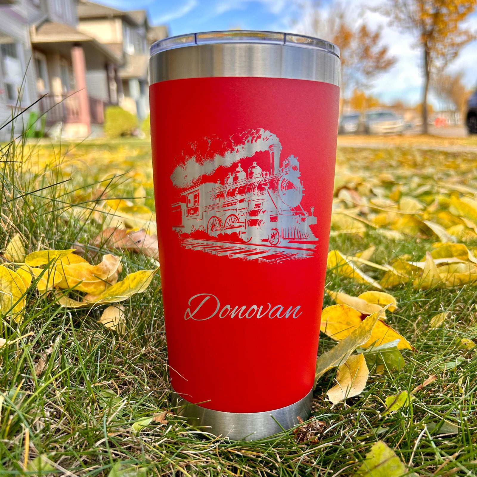 Steam Engine Train 20oz Engraved Tumbler