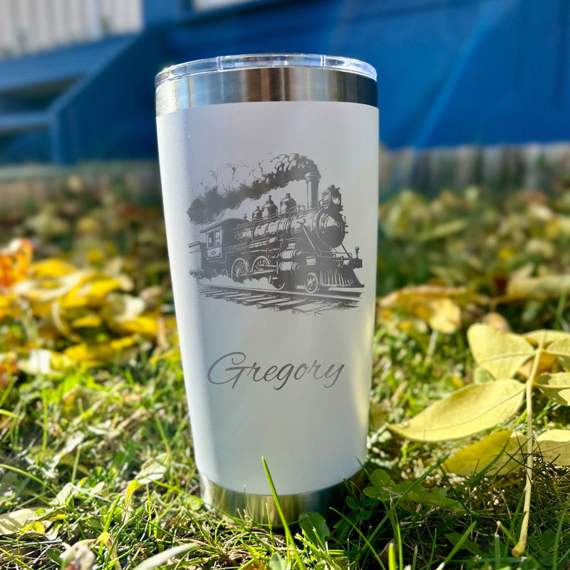 Steam Engine Train 20oz Engraved Tumbler