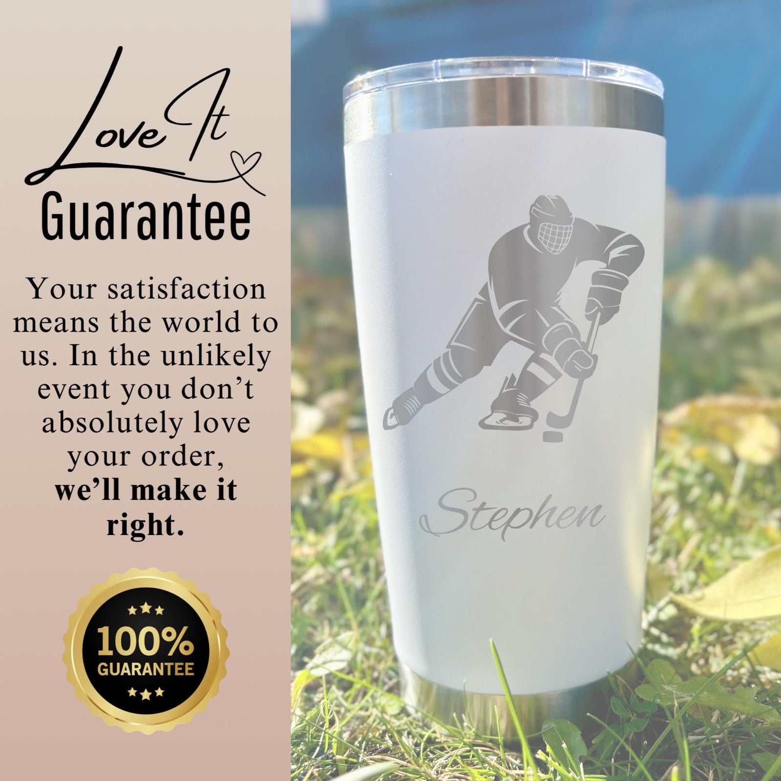 Hockey 20oz Engraved Tumbler