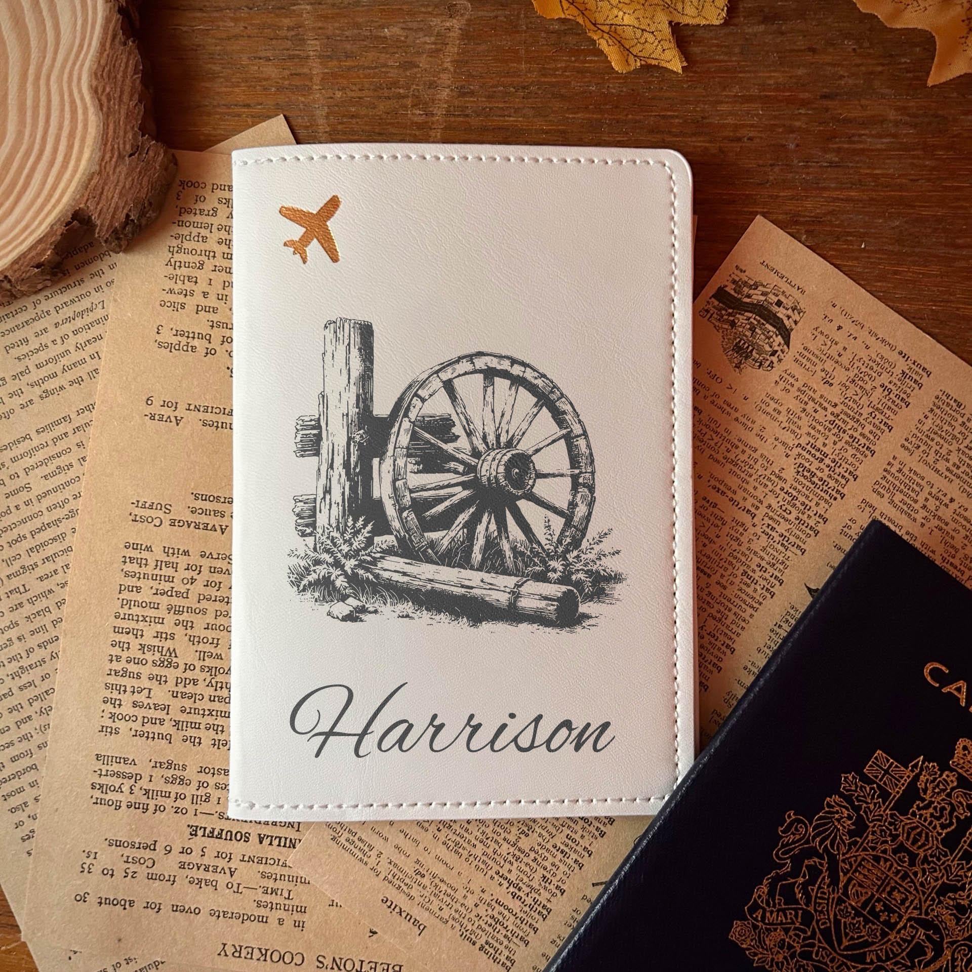 Rustic Wheel Passport Cover – Design #30
