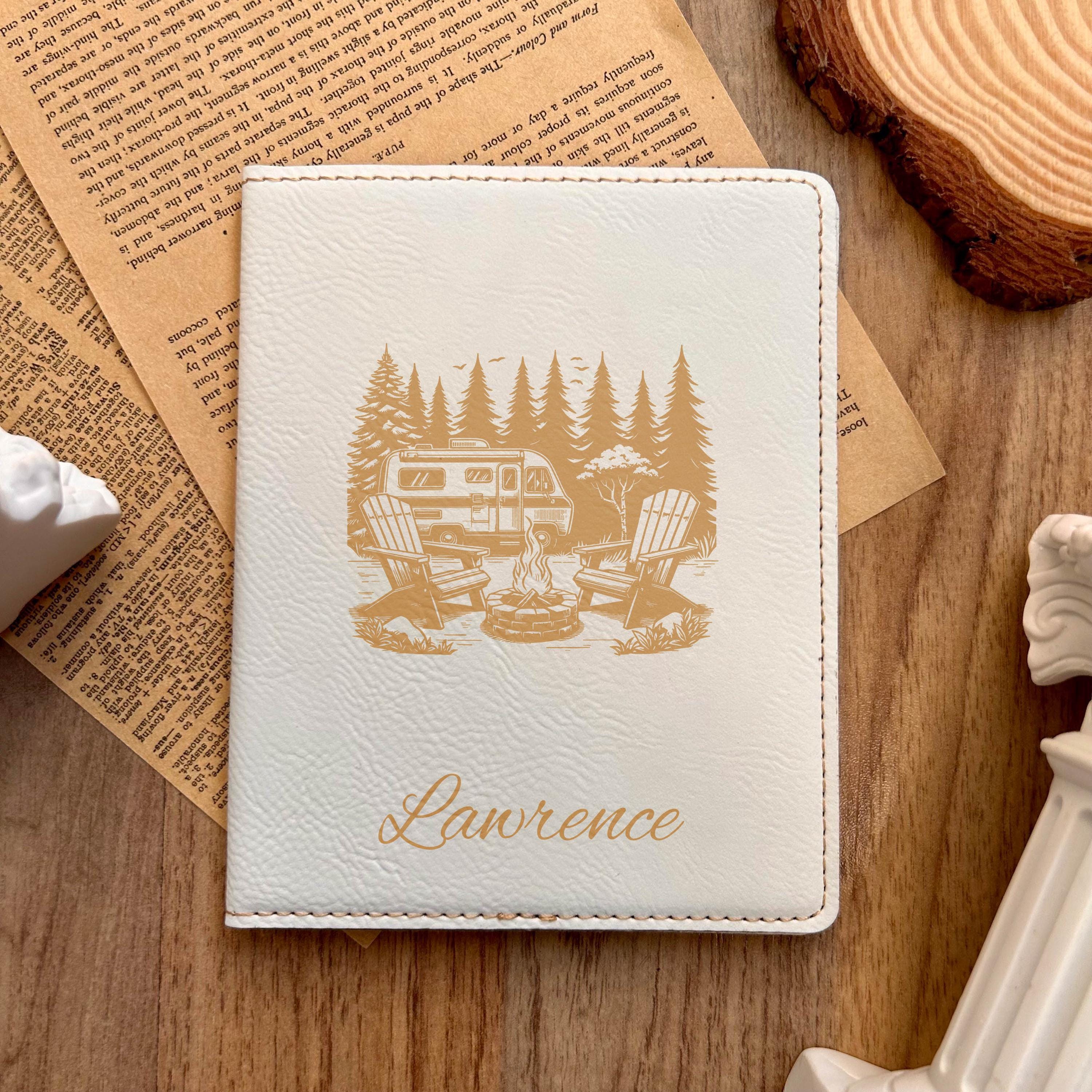 Gold Camping Passport Cover – Design #9