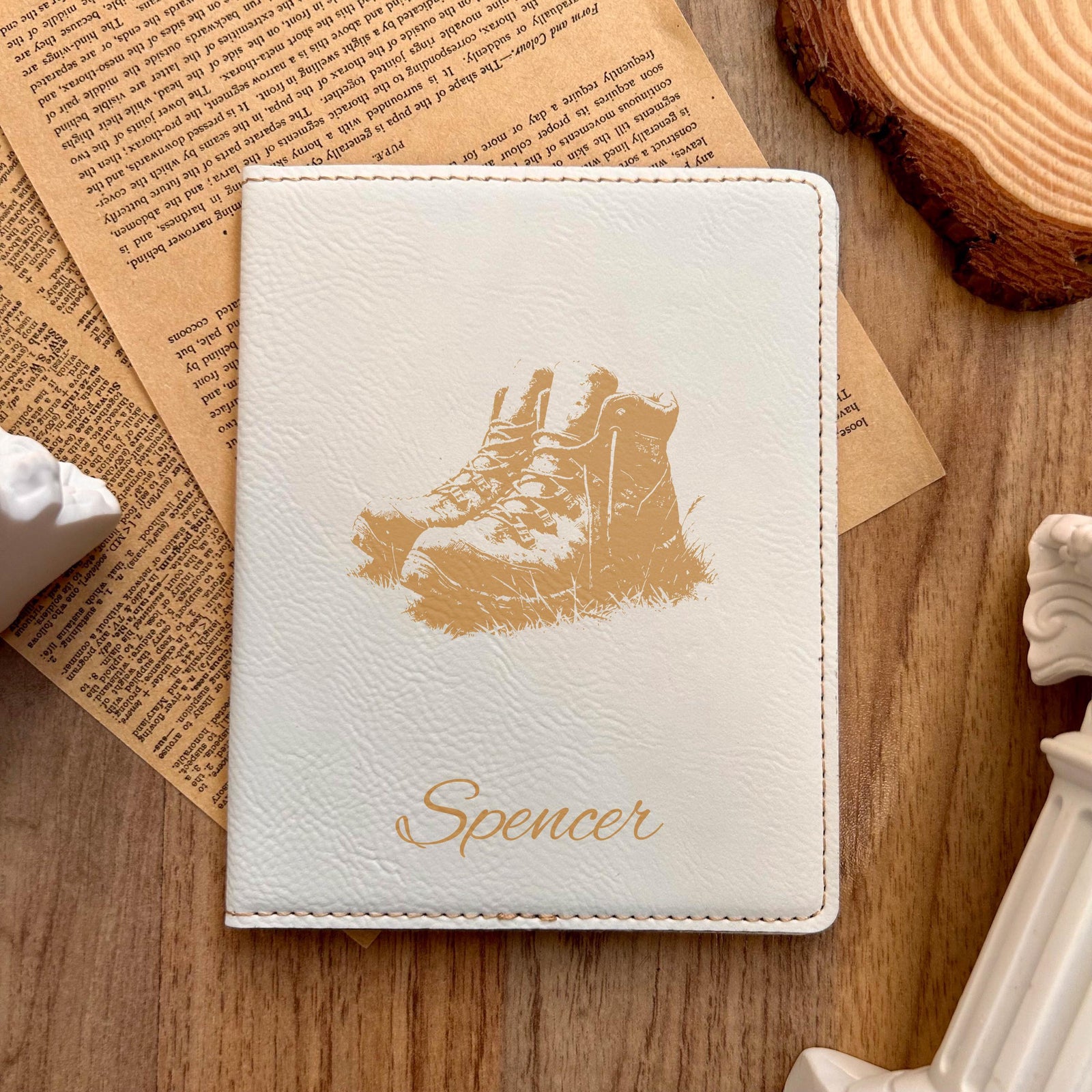Gold Hike Boots Passport Cover – Design #15