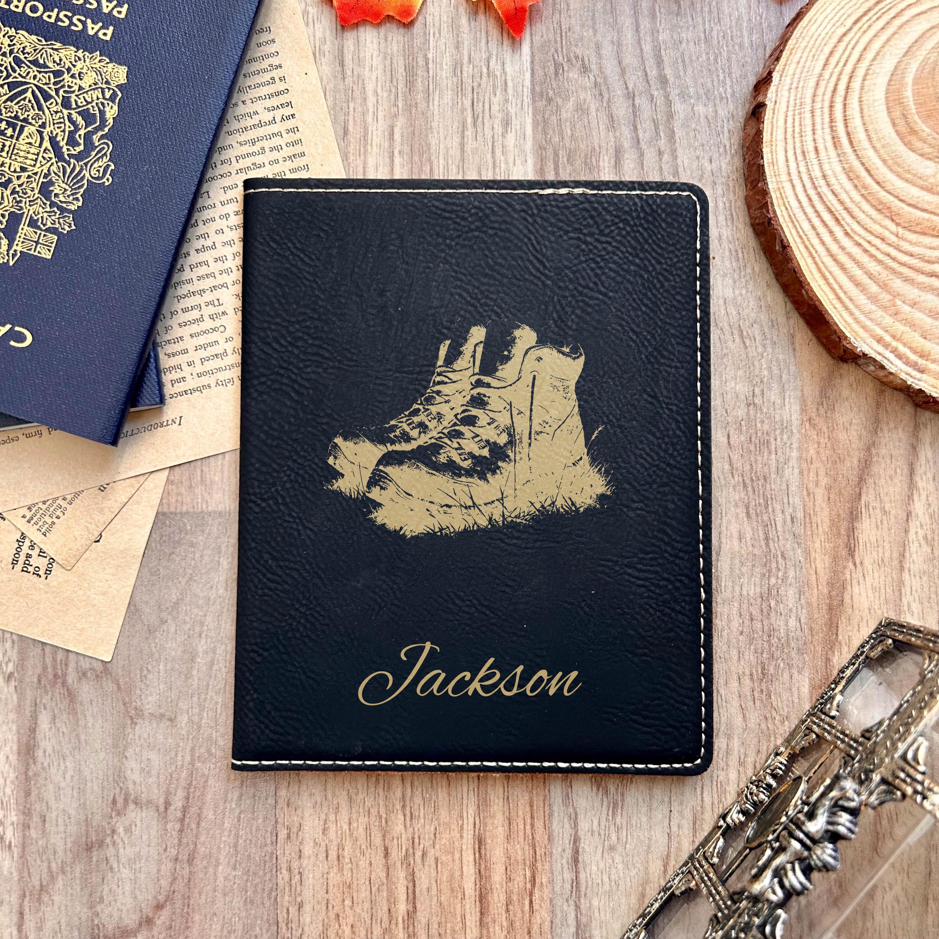 Gold Hike Boots Passport Cover – Design #15