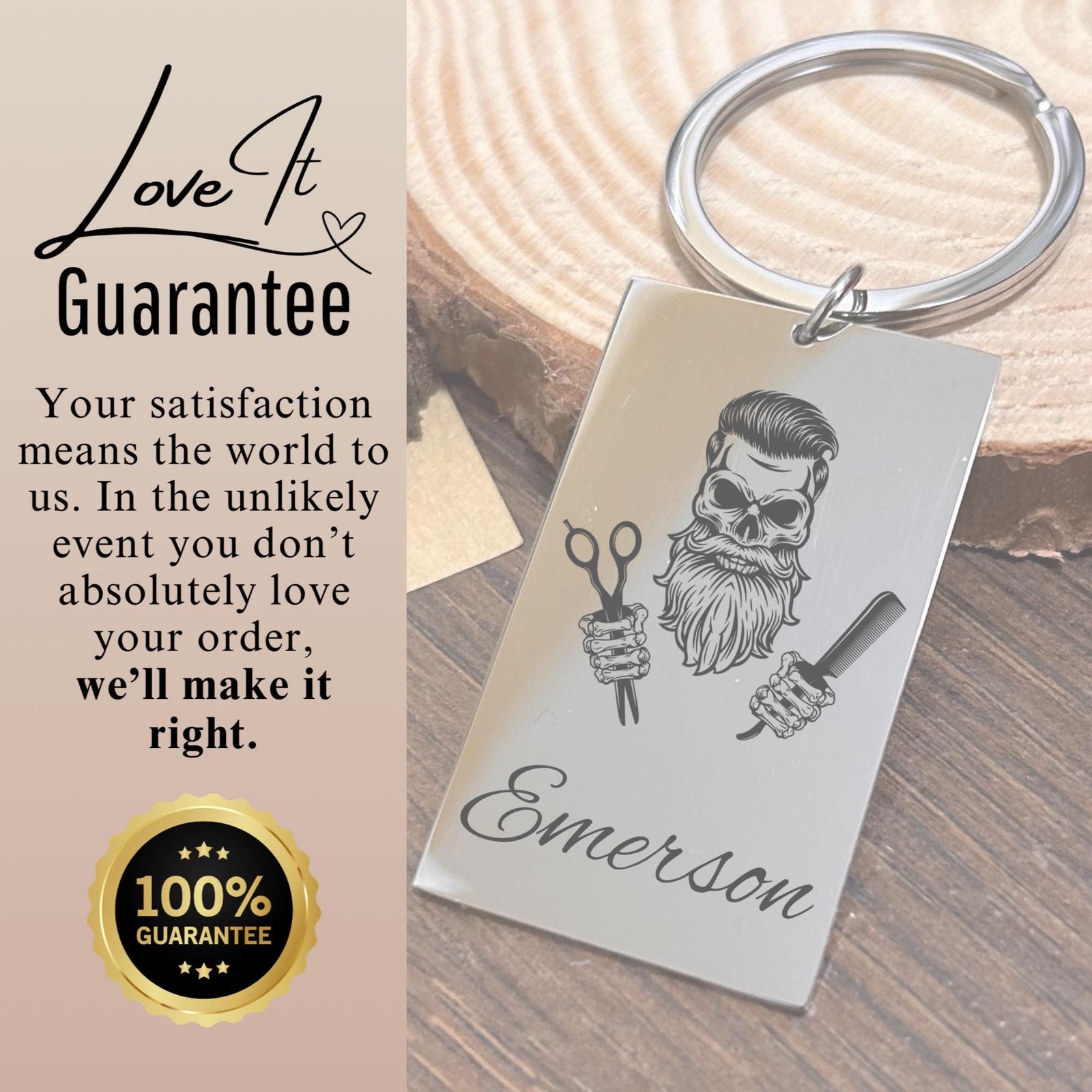 Barber Keychain Stainless Steel