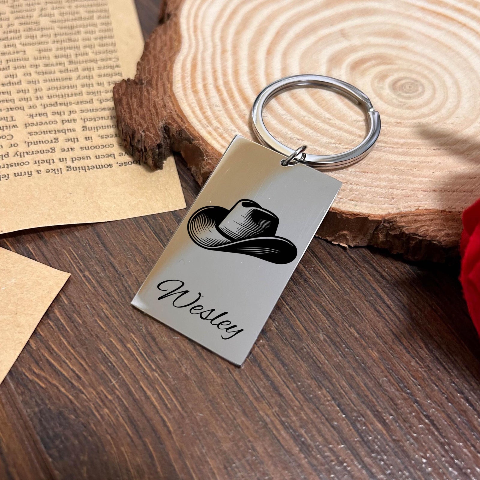Cowboy Hat Keychain Stainless Steel