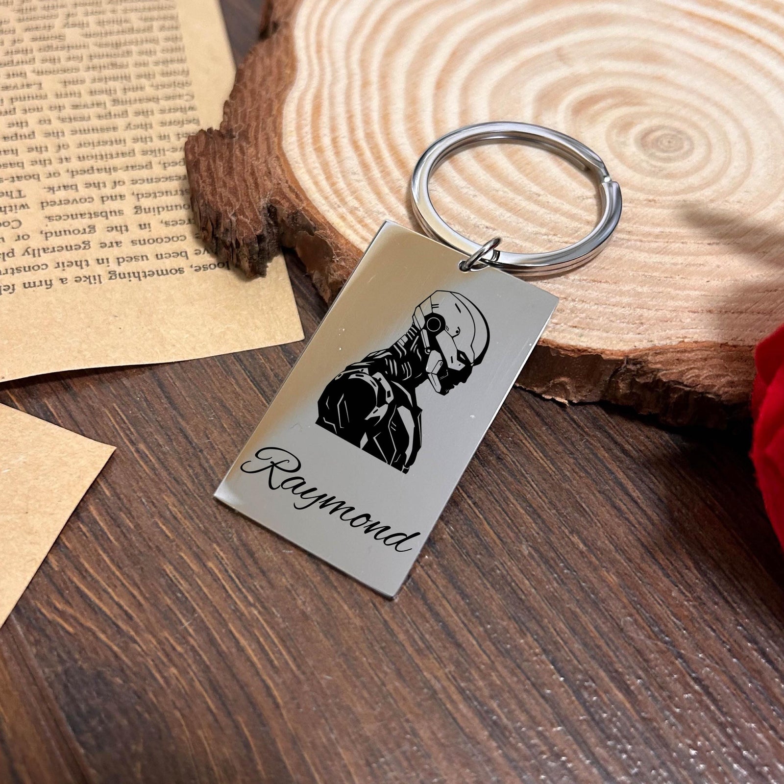 Cyborg Keychain Stainless Steel