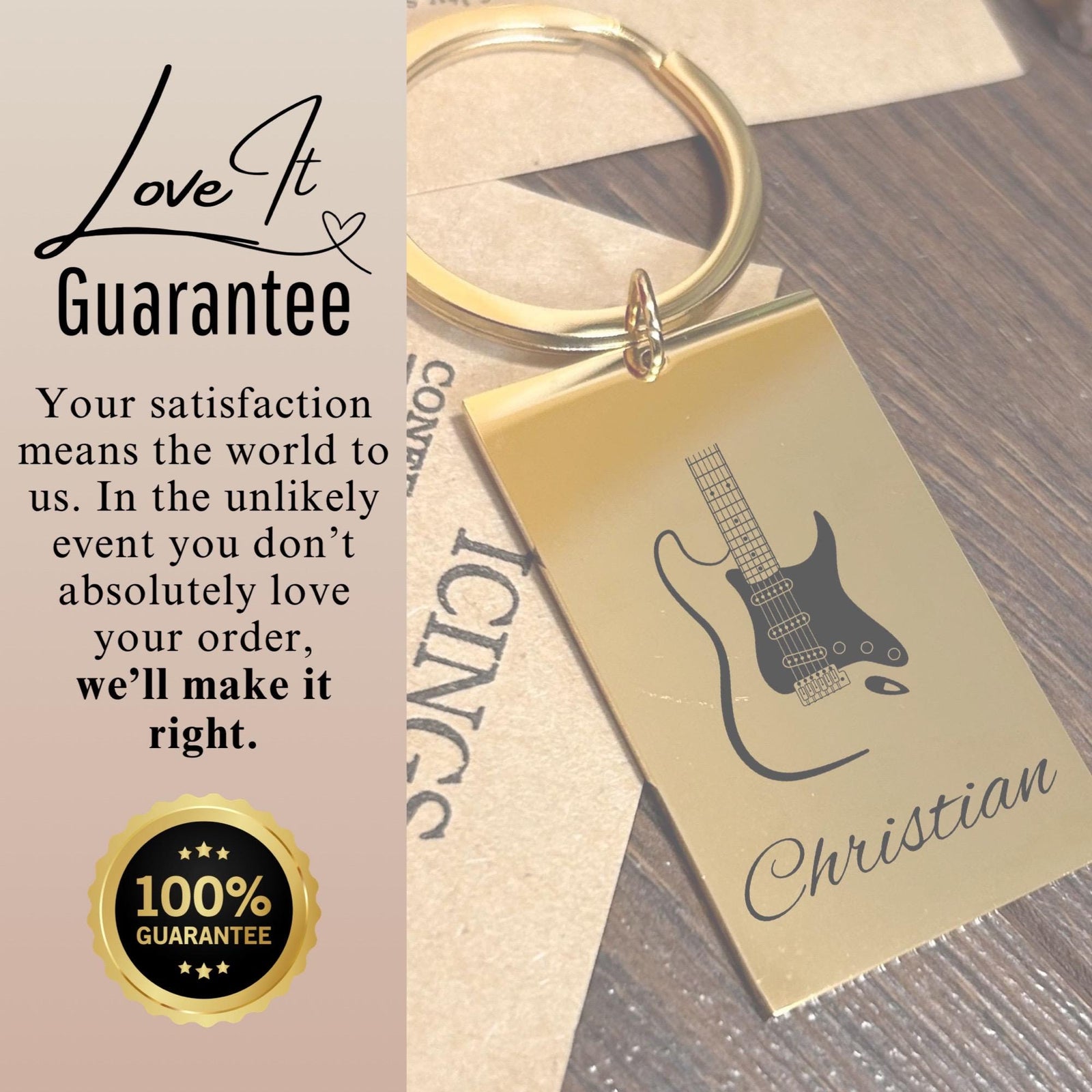 Electric Guitar Keychain Stainless Steel