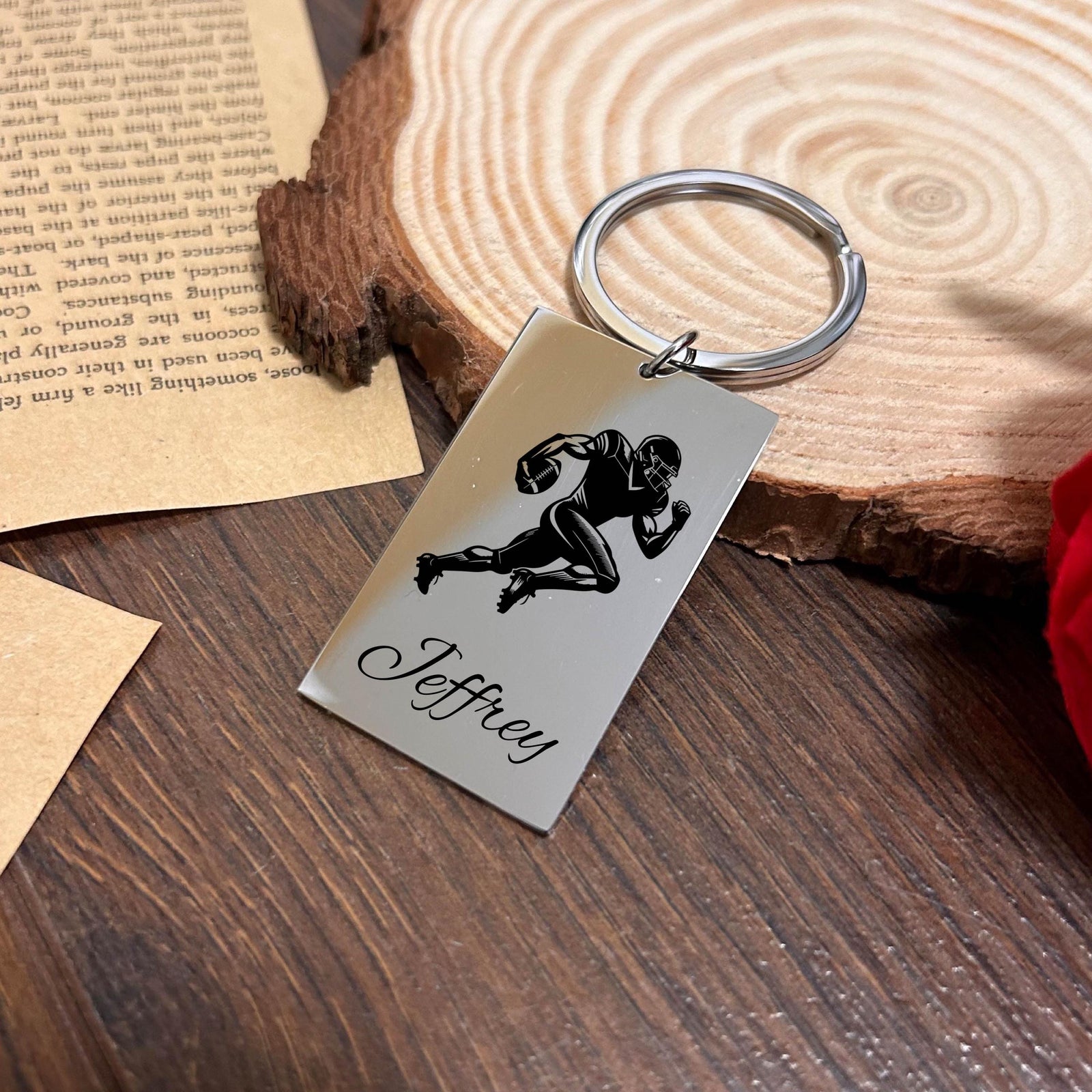 Football Keychain Stainless Steel