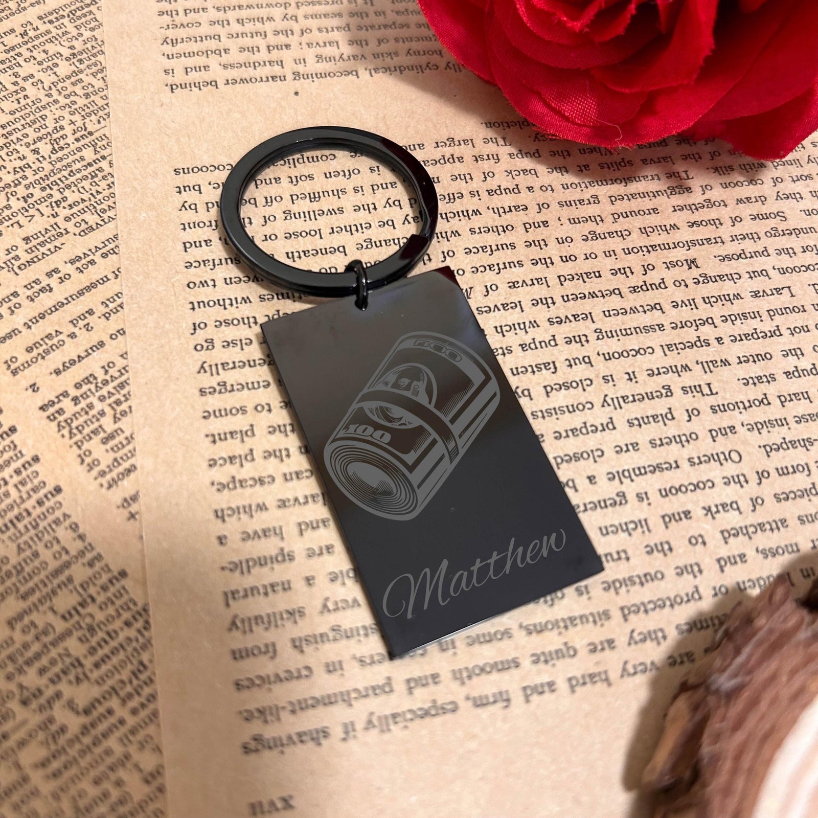 Money Roll Keychain Stainless Steel