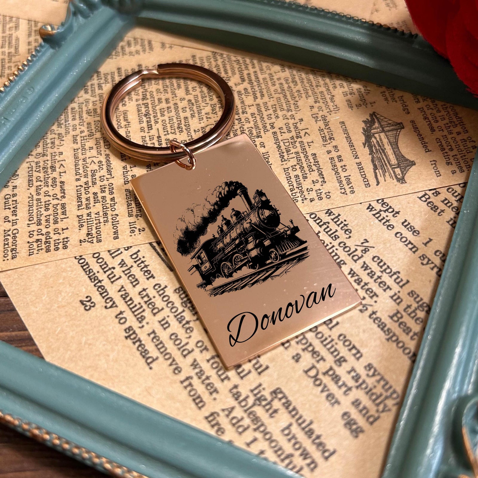 Old Train Keychain Stainless Steel