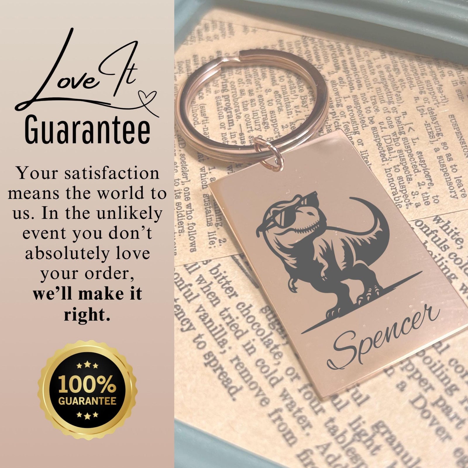 Cute T-Rex Keychain Stainless Steel