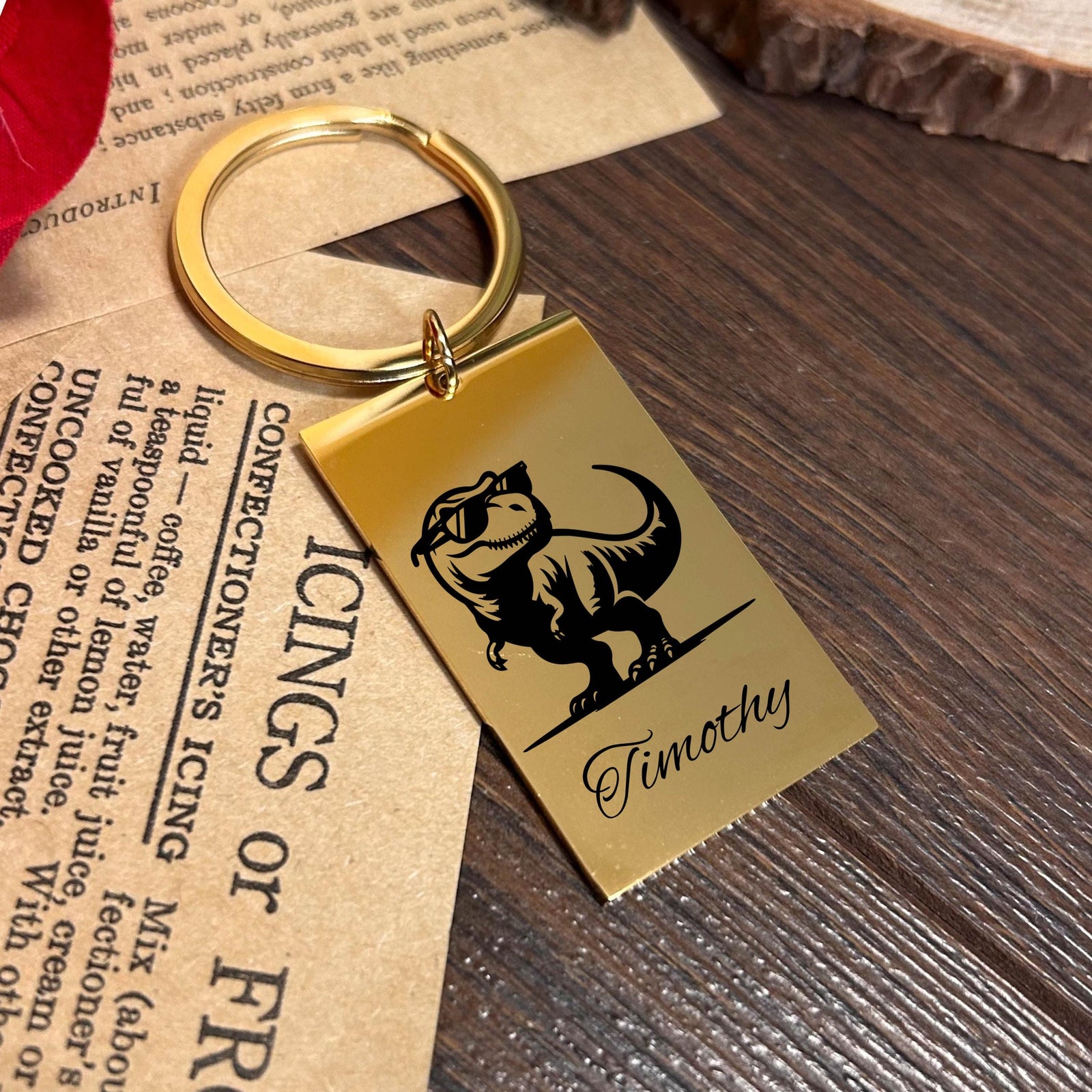 Cute T-Rex Keychain Stainless Steel