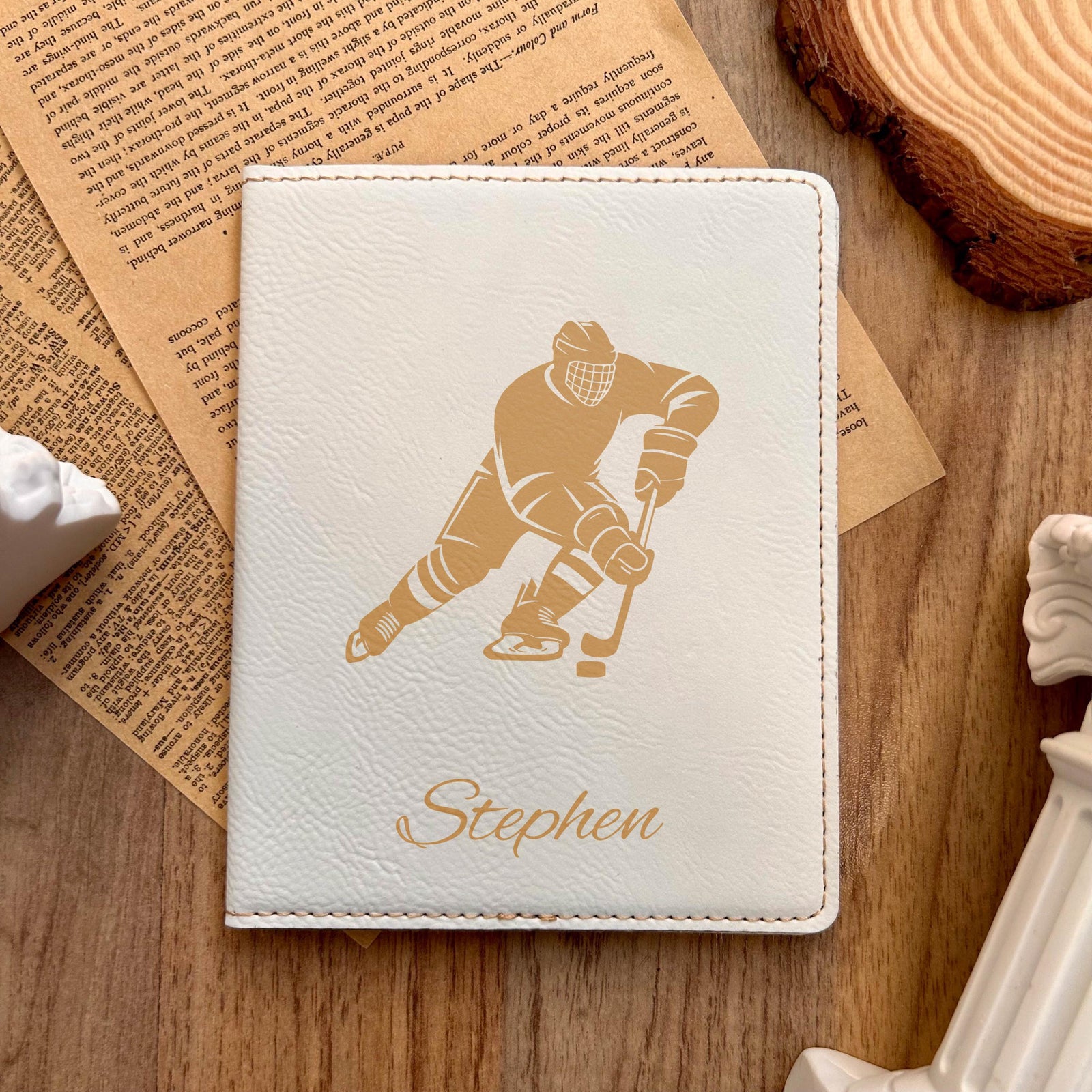 Gold Hockey Player Passport Cover – Design #16