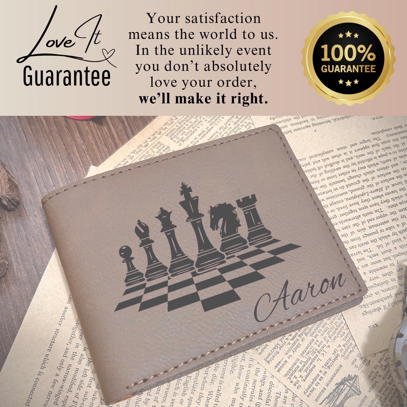 Chess Pieces Leather Wallet