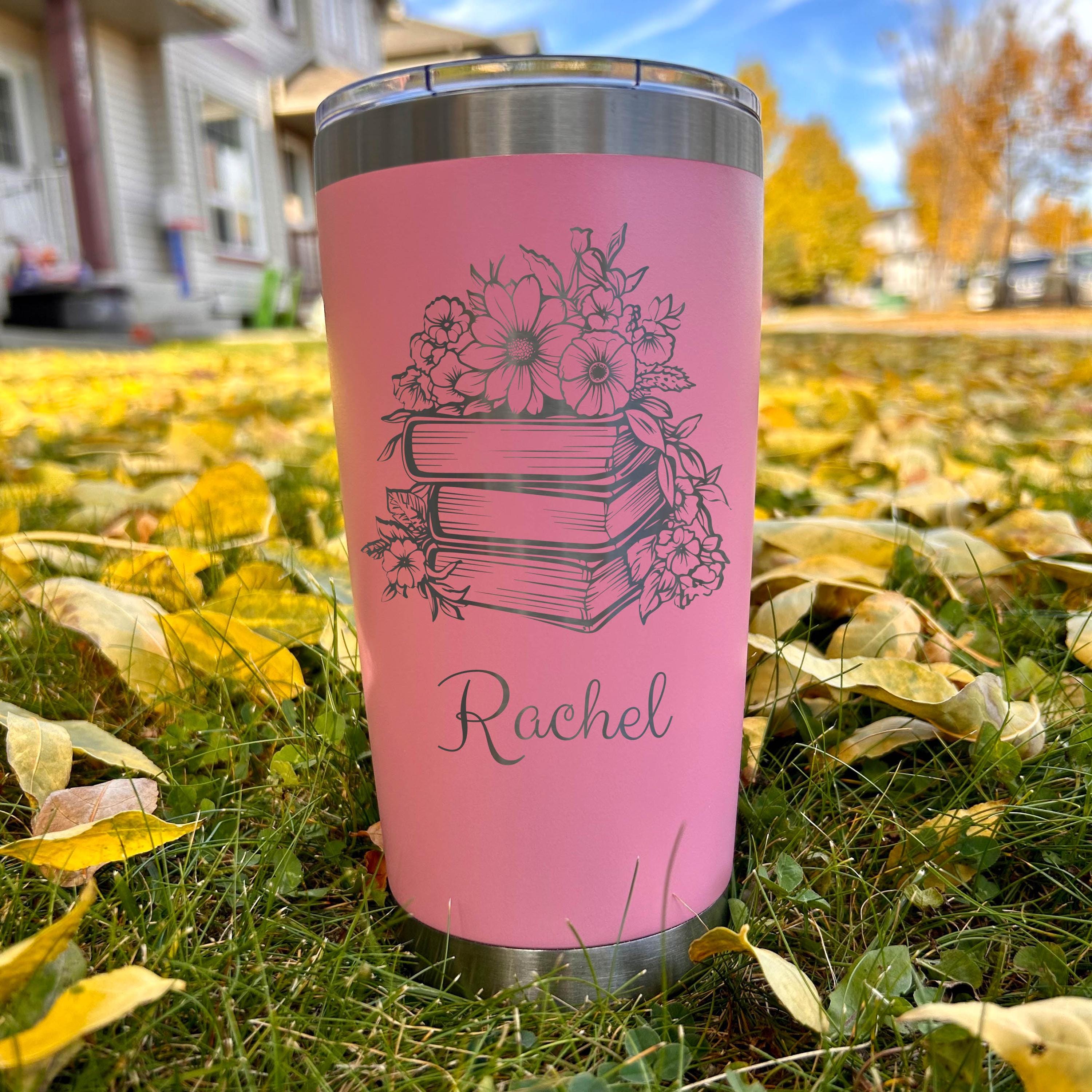 Book and Flowers 20oz Engraved Tumbler