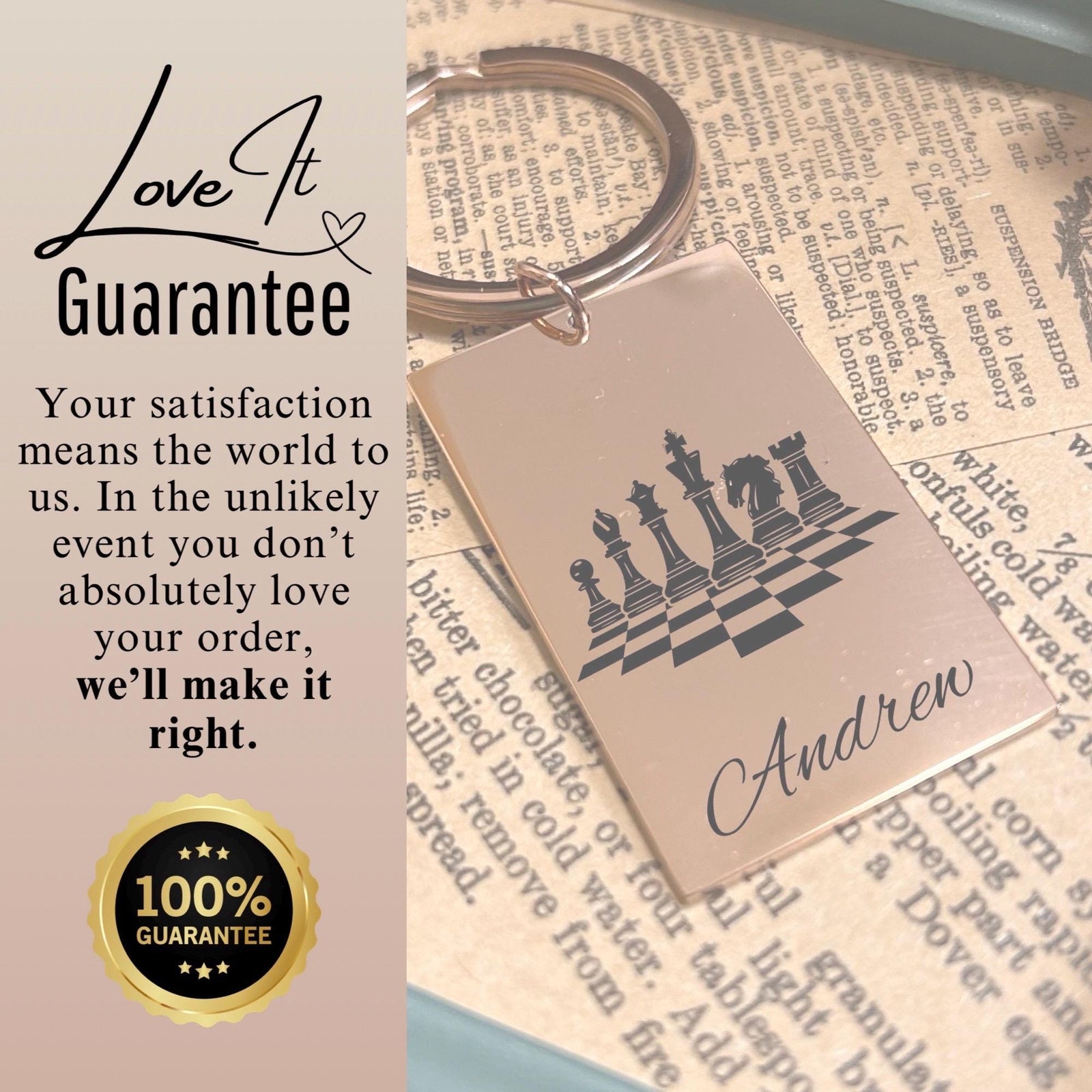 Chess Board Keychain Stainless Steel