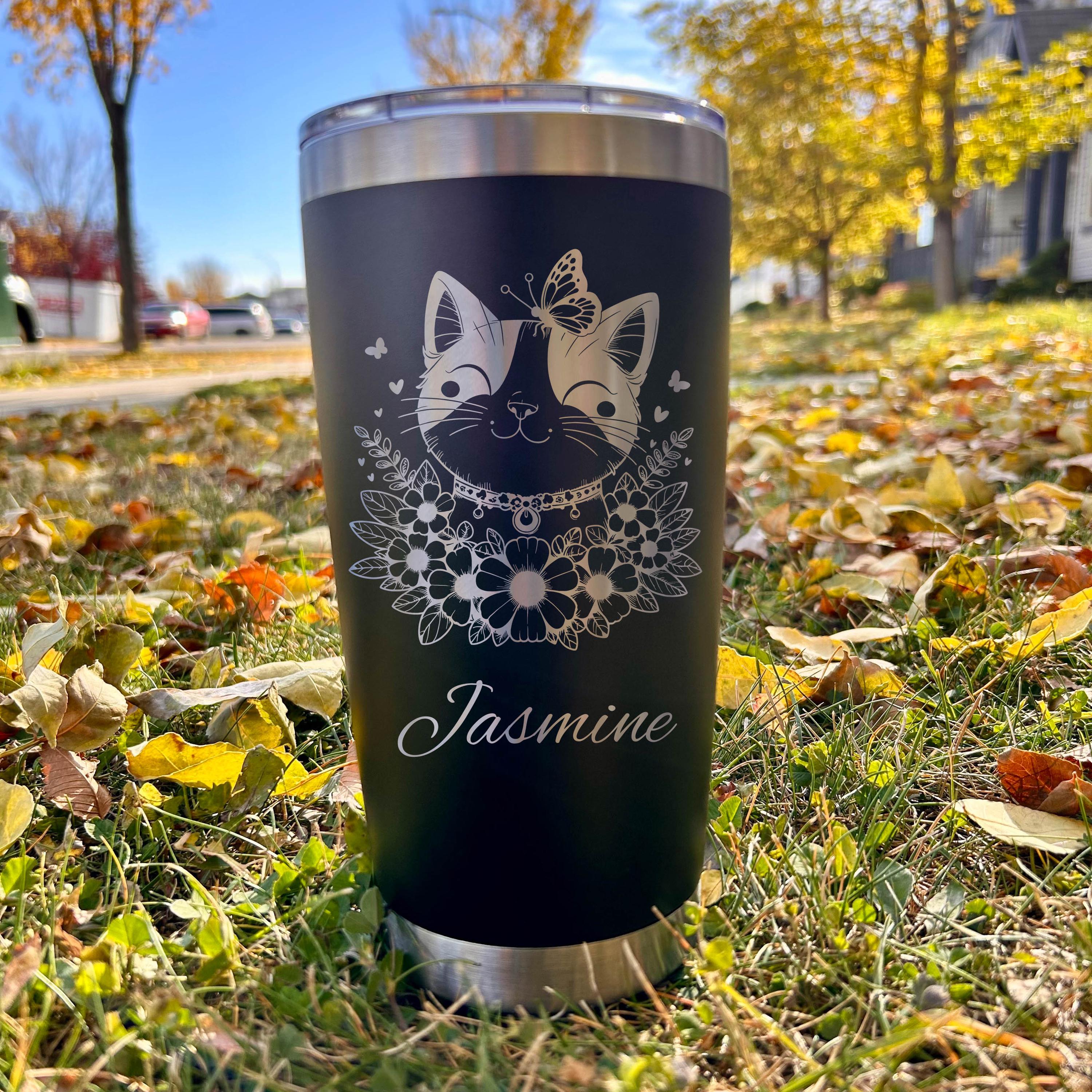 Cat and Nature 20oz Engraved Tumbler