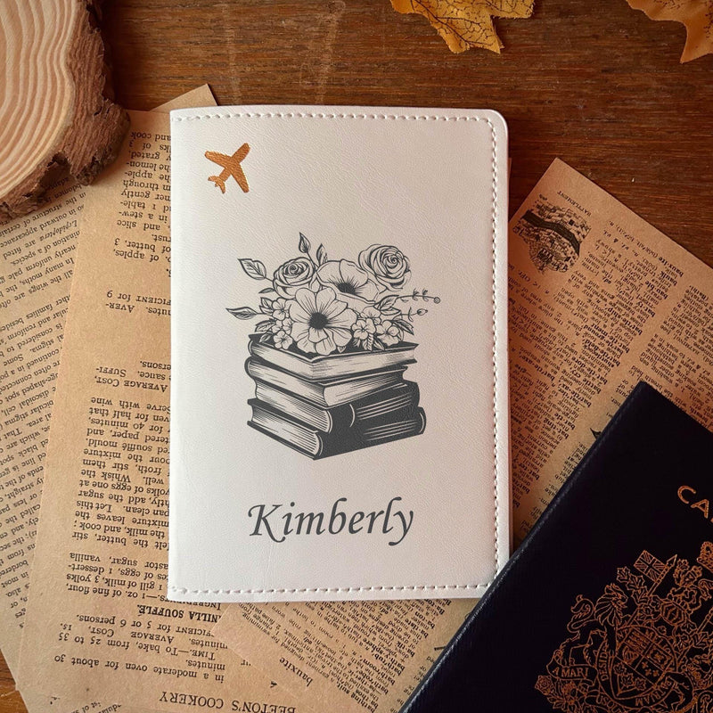 Book and Flowers Passport Cover – Design #31